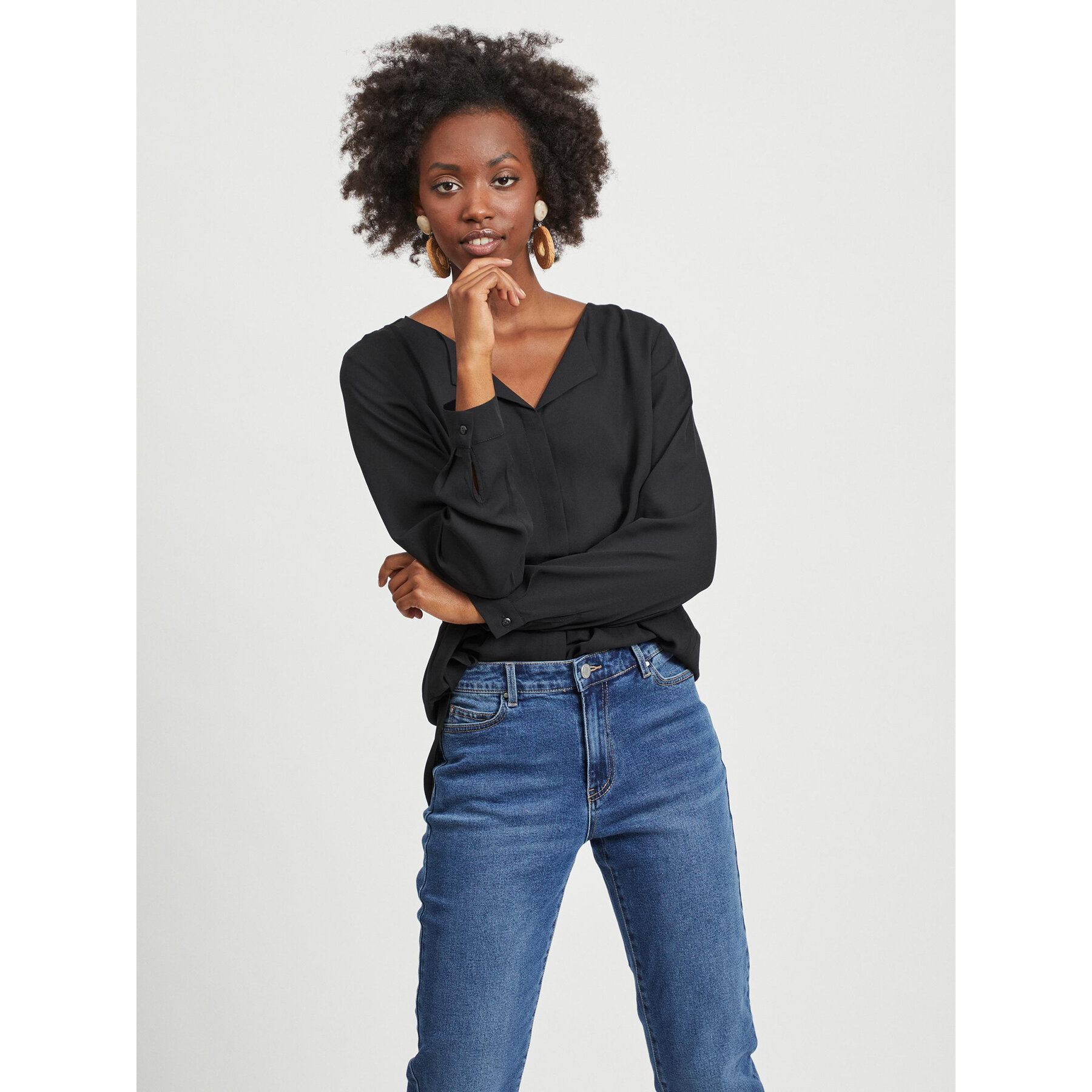 Vila Koszula Lucy 14044253 Czarny Relaxed Fit