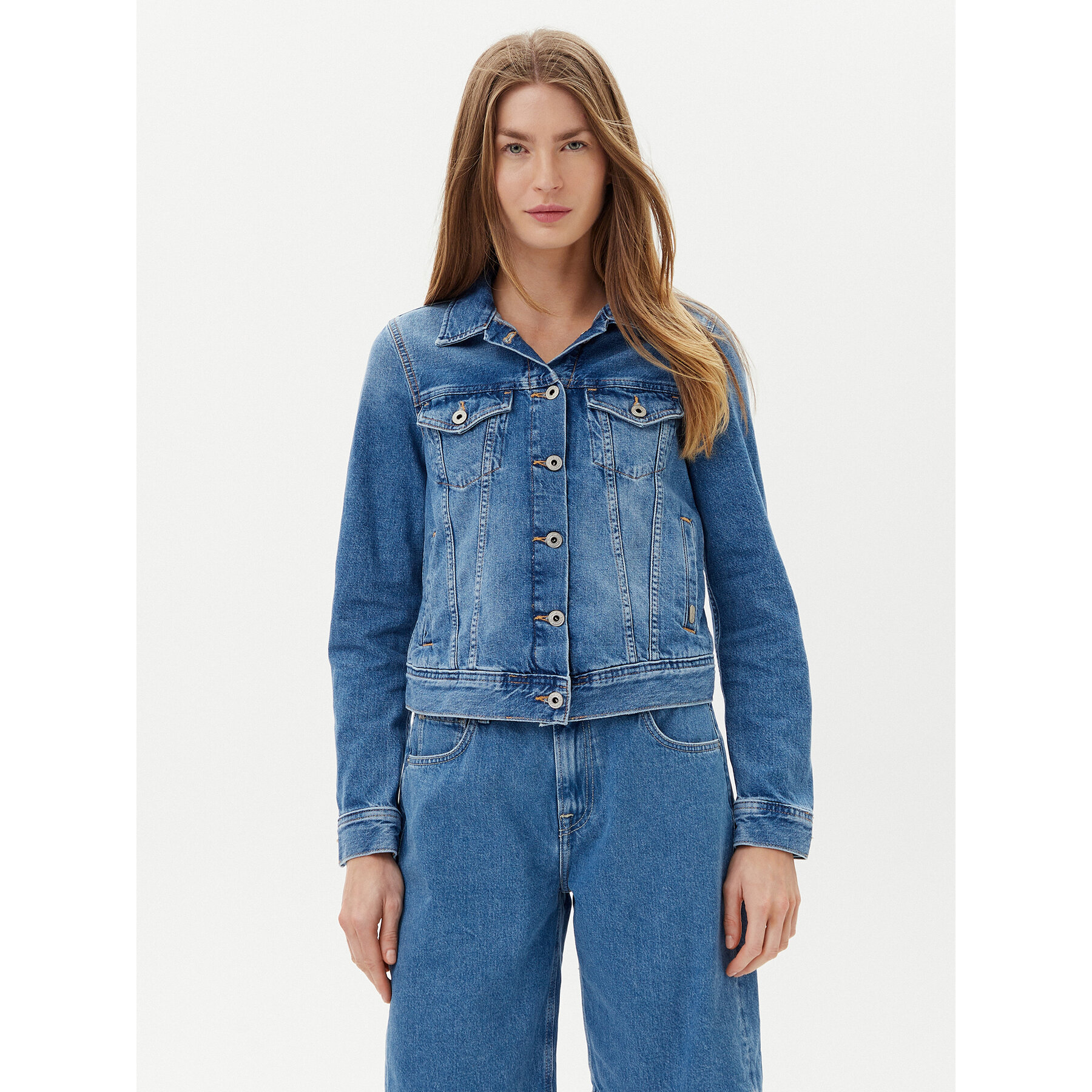 Pepe Jeans Kurtka jeansowa PL402430 Niebieski Slim Fit