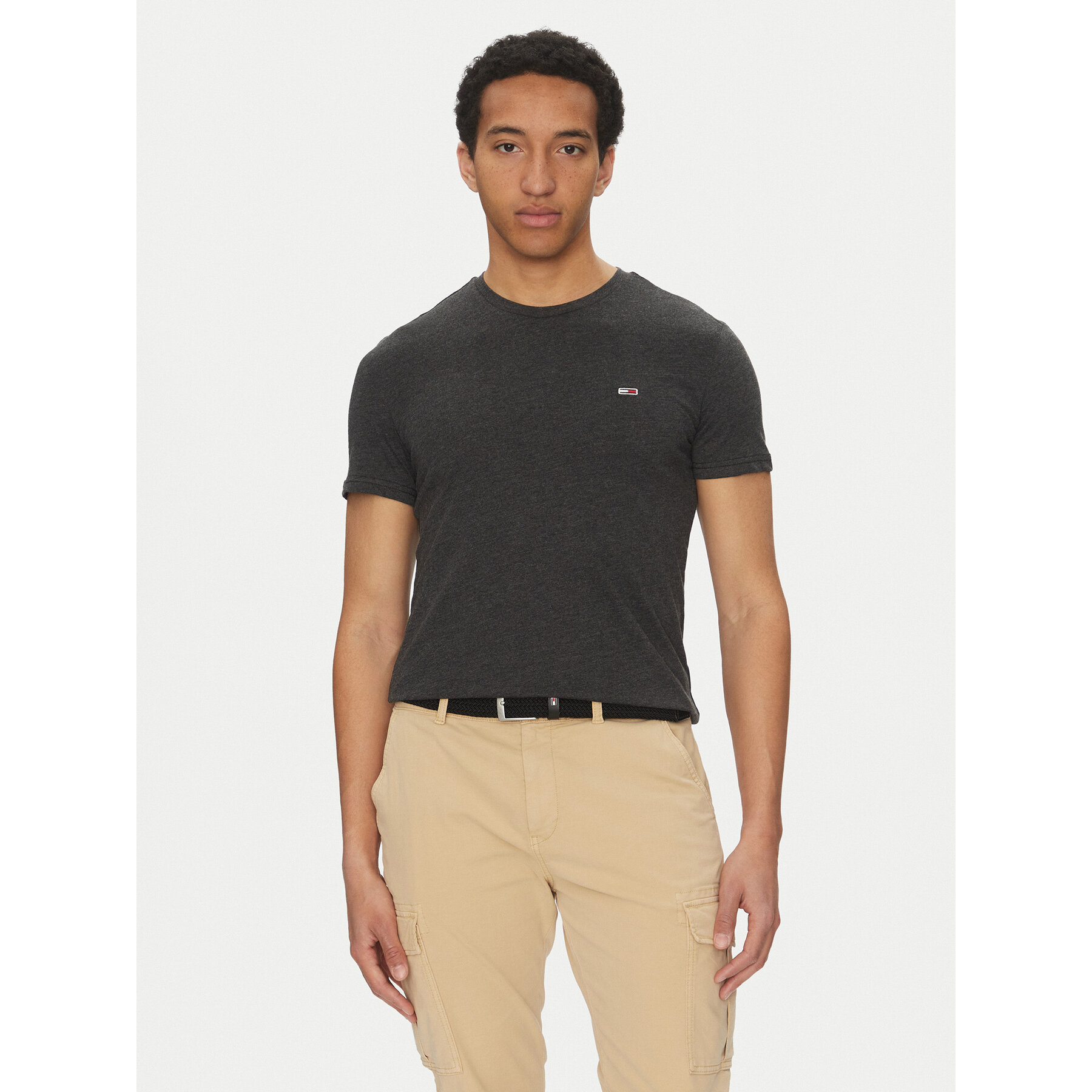 Tommy Jeans T-Shirt Jaspe DM0DM20363 Czarny Slim Fit