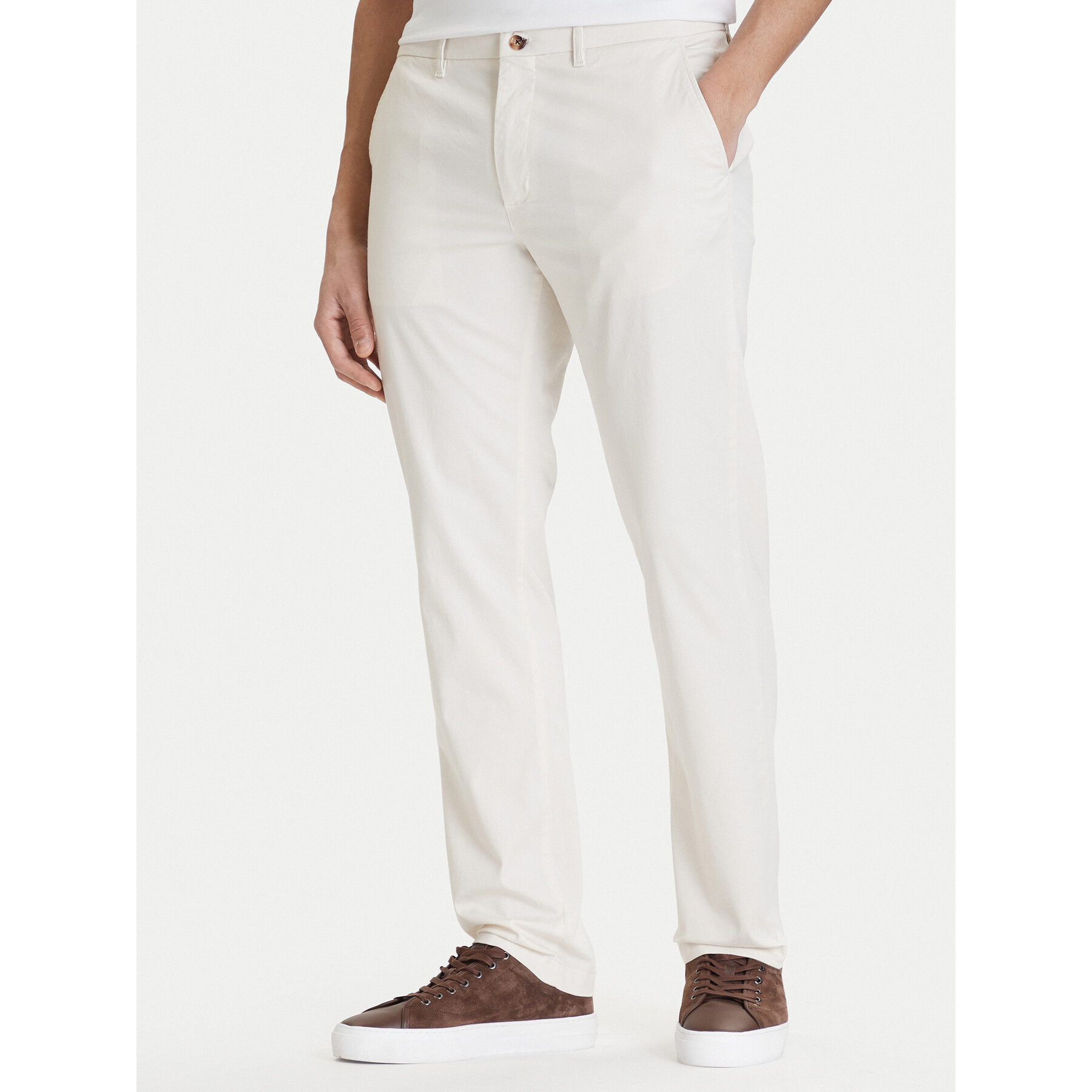 Tommy Hilfiger Chinosy Denton MW0MW41923 Écru Straight Fit