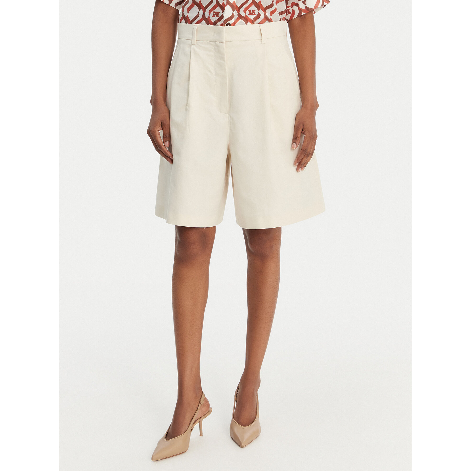 Weekend Max Mara Bermudy Ecuba 2615141022 Écru Loose Fit