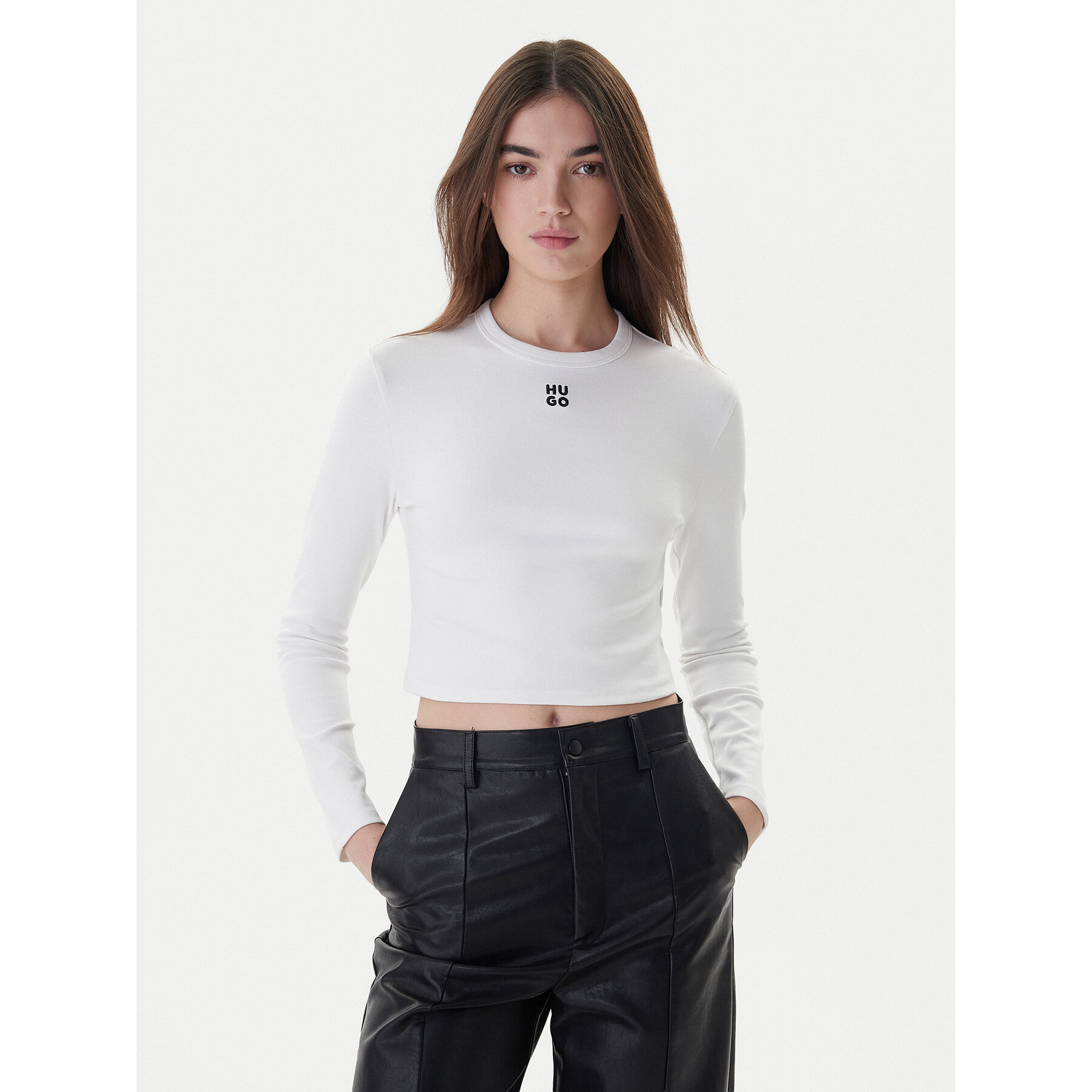 Hugo Bluzka Dafilomena_3 50518378 Biały Slim Fit