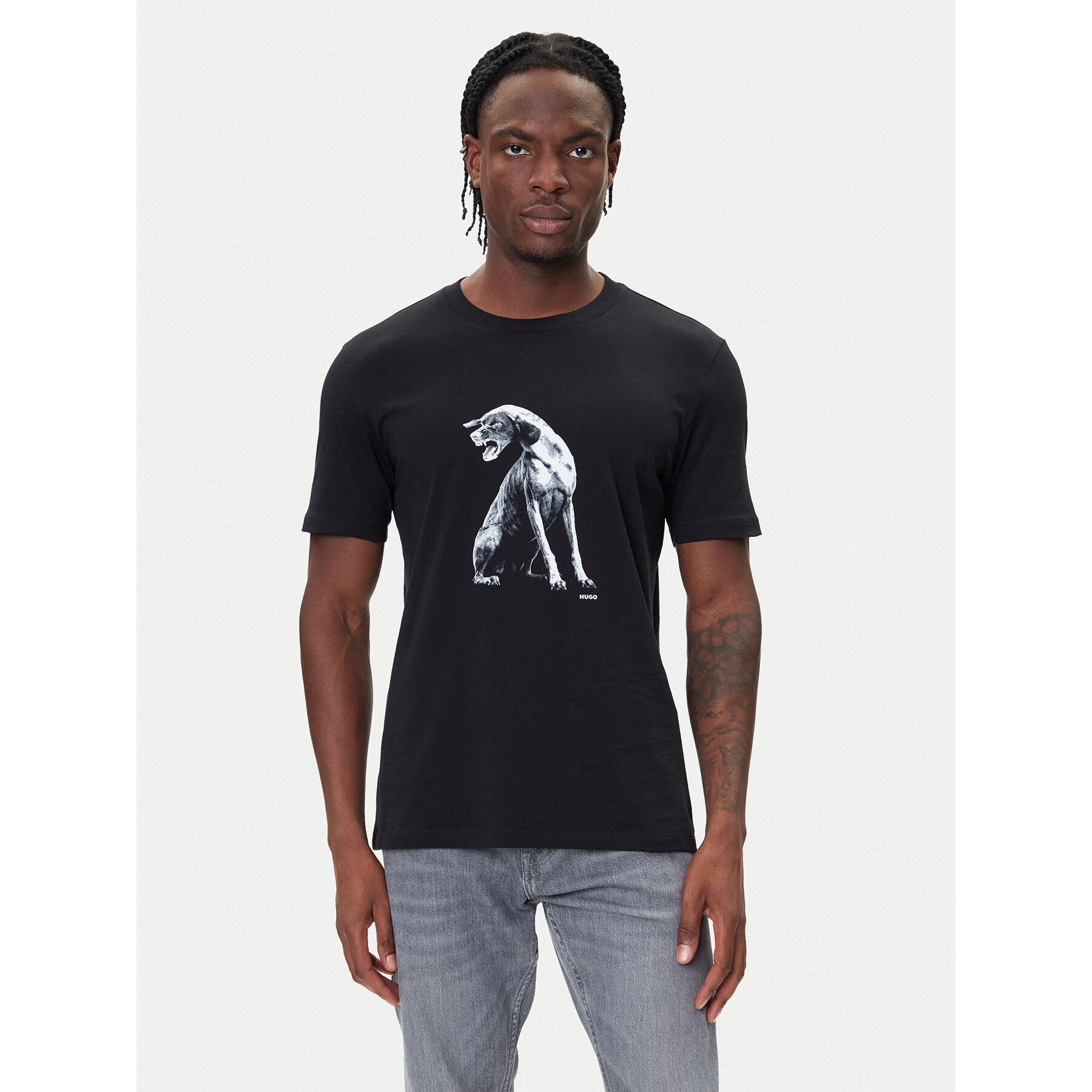 HUGO T-Shirt Didug 50548557 Czarny Regular Fit