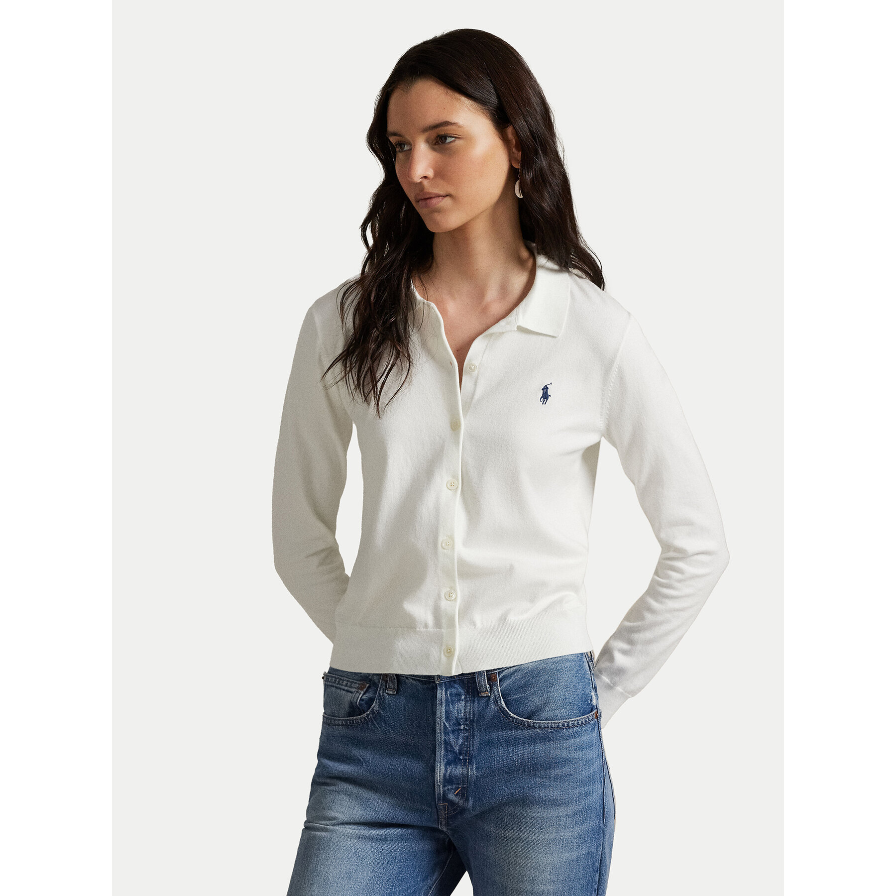 Polo Ralph Lauren Kardigan 211972110002 Biały Slim Fit