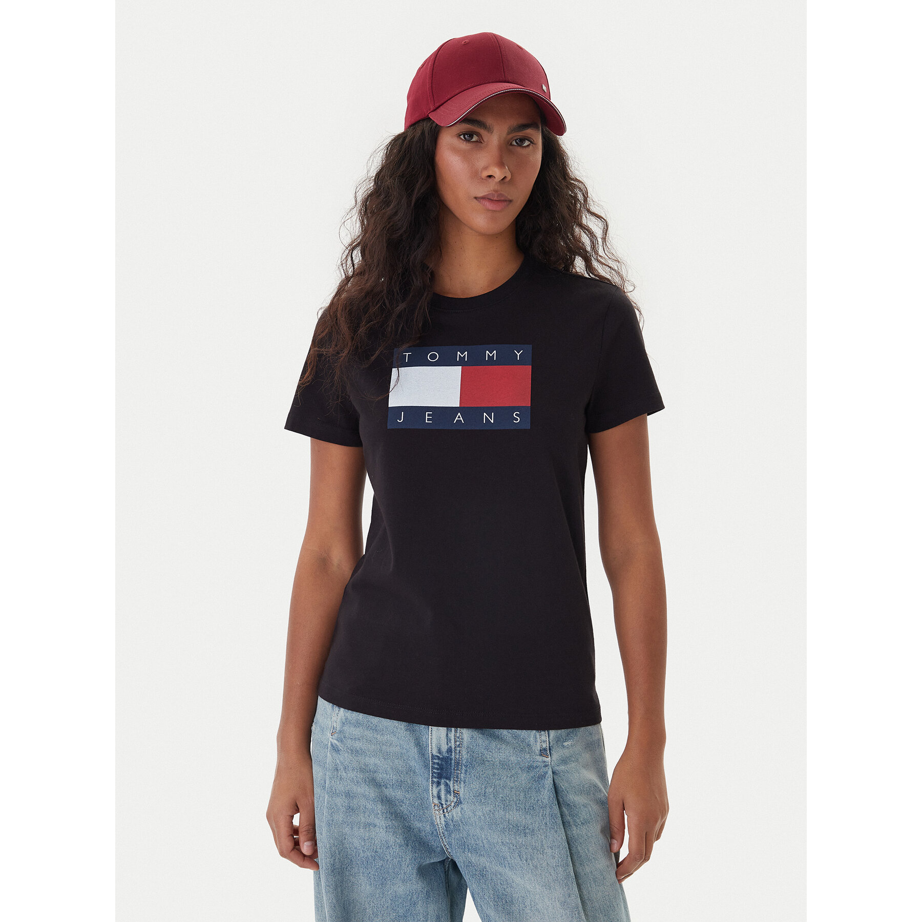 Tommy Jeans T-Shirt Flag DW0DW22562 Czarny Regular Fit