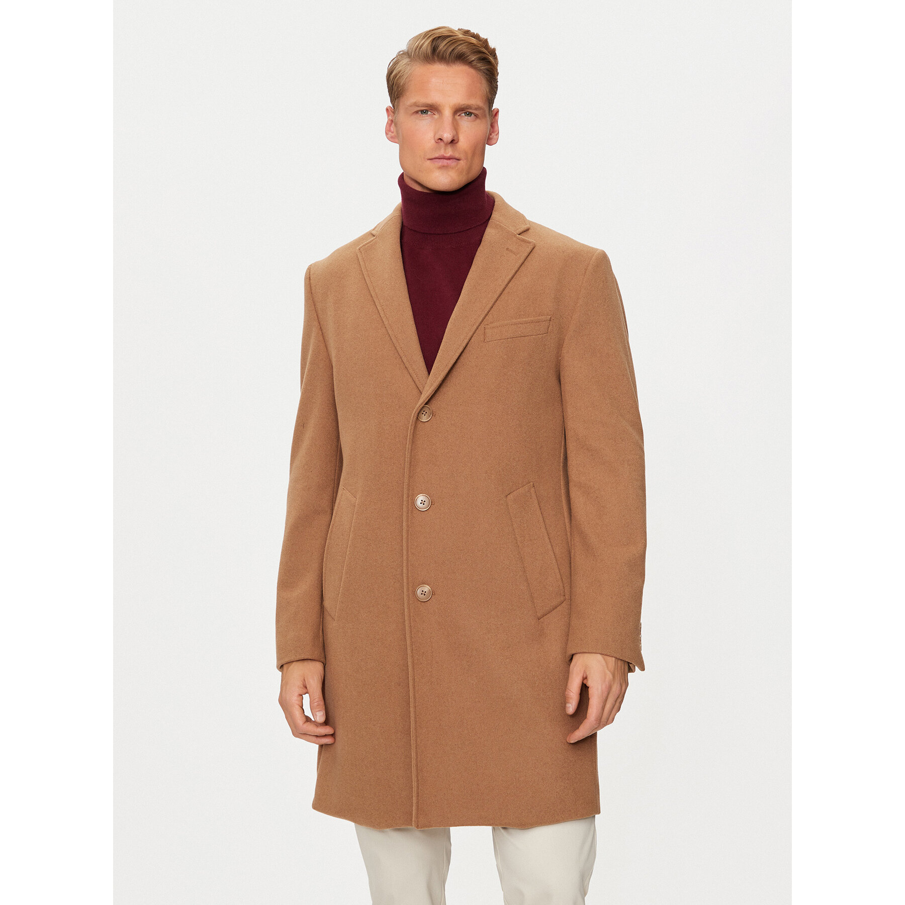 Pierre Cardin Płaszcz wełniany C4 83100.6130 Brązowy Regular Fit