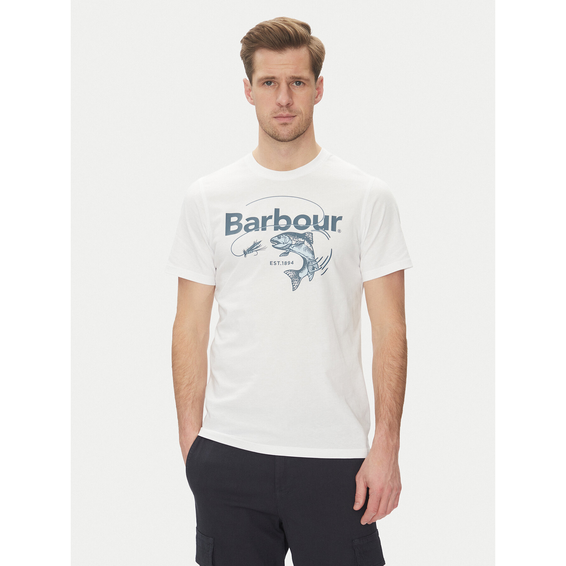 Barbour T-Shirt Lydd MTS1396WH11 Biały Tailored Fit