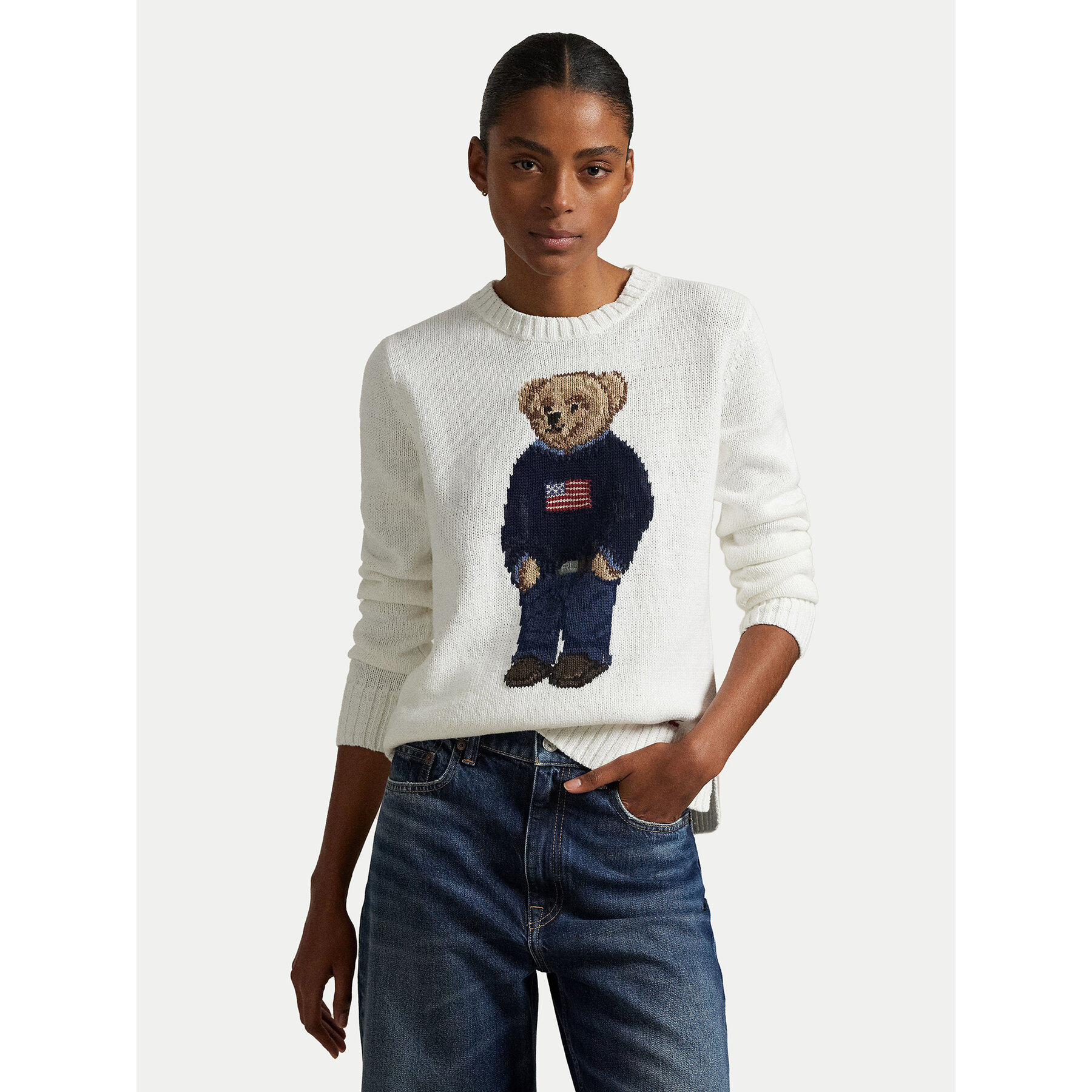 Polo Ralph Lauren Sweter 211978359001 Biały Relaxed Fit
