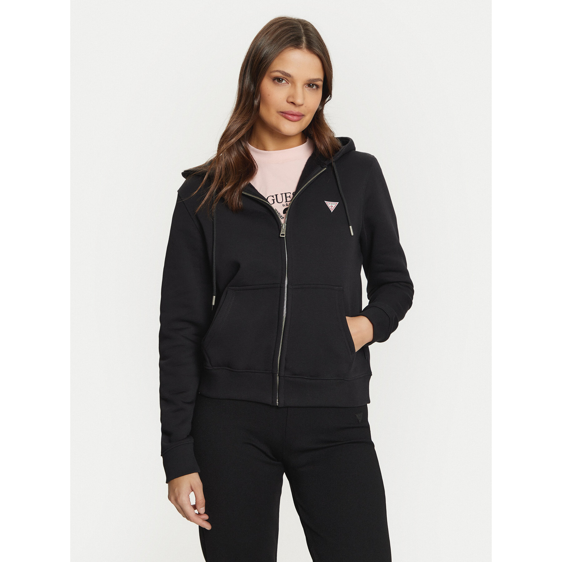 Guess Jeans Bluza GJ ZIP HOOD REG MINI W4YQ03 KC811 Czarny Regular Fit