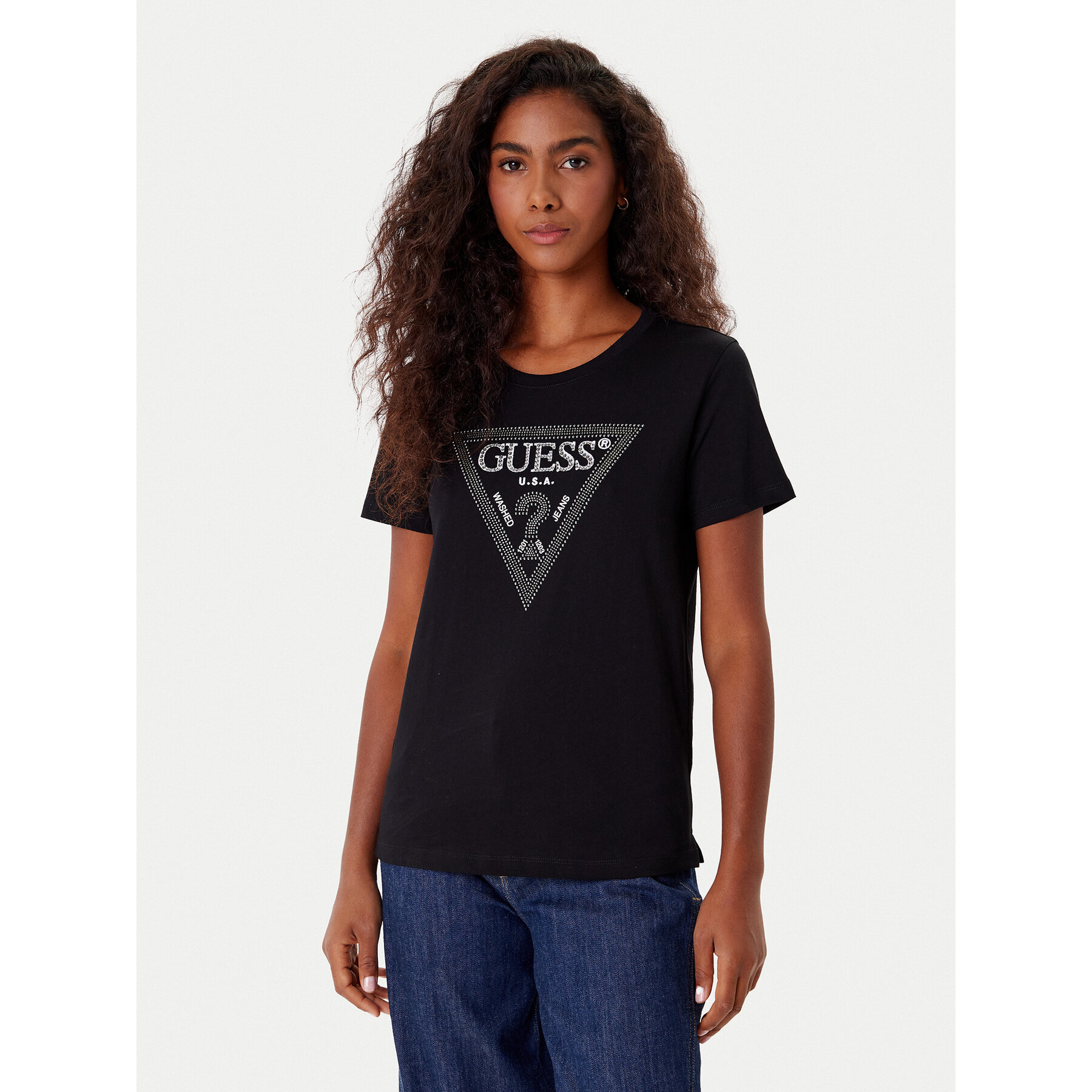 Guess T-Shirt W5BI18 I3Z14 Czarny Regular Fit