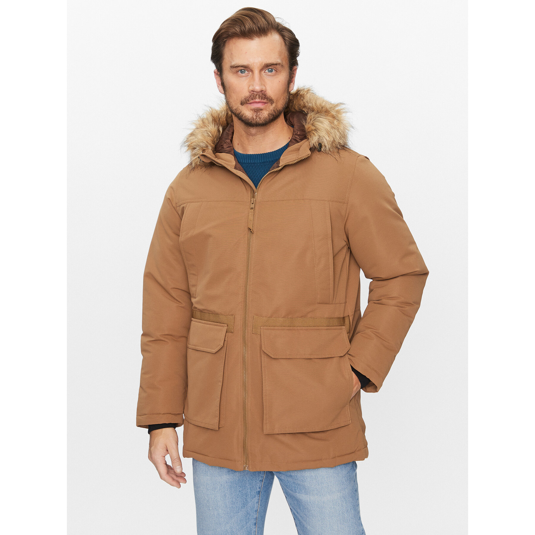 Jack & Jones Kurtka zimowa Wing 12235858 Brązowy Regular Fit