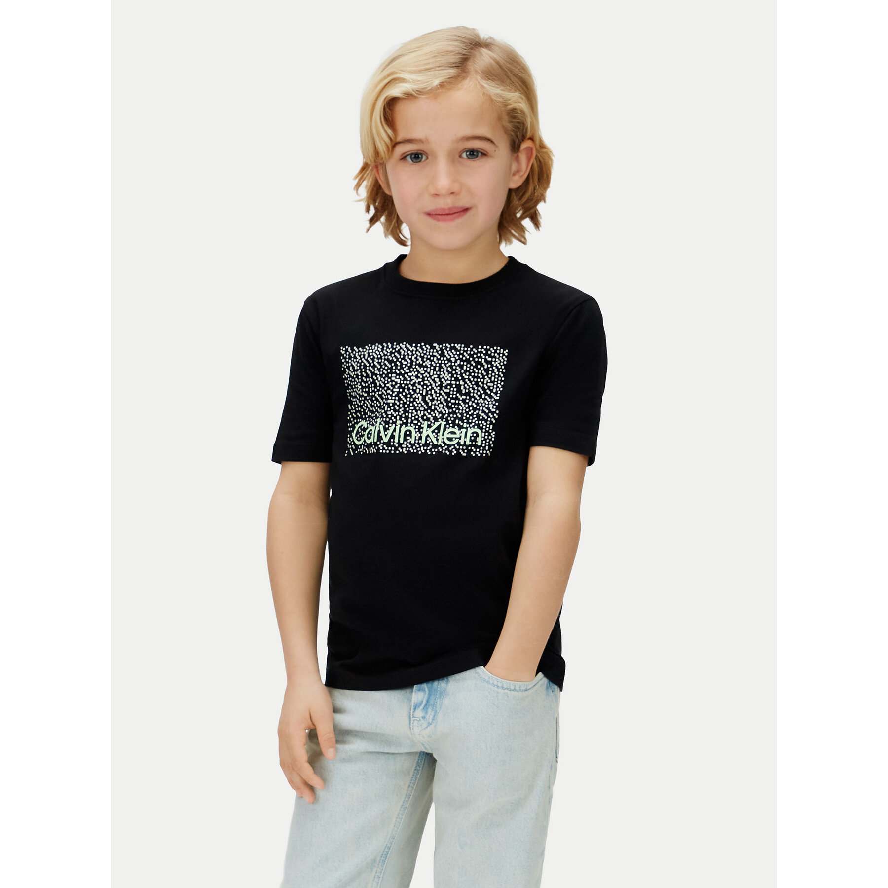 Calvin Klein Jeans T-Shirt Perforation LVCKSJA04B Czarny Regular Fit