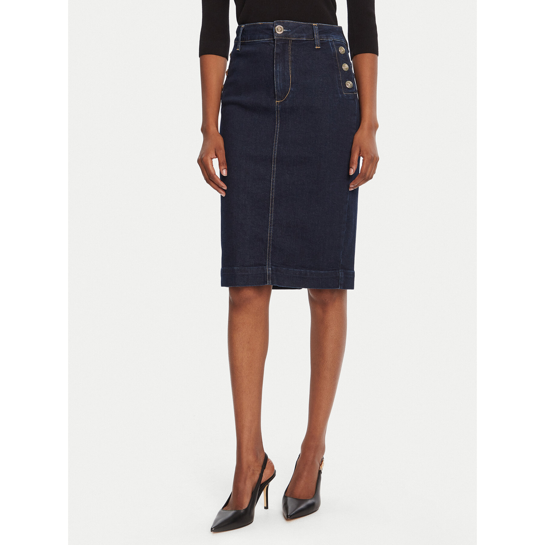 Liu Jo Spódnica jeansowa UF5092 D0264 Granatowy Regular Fit