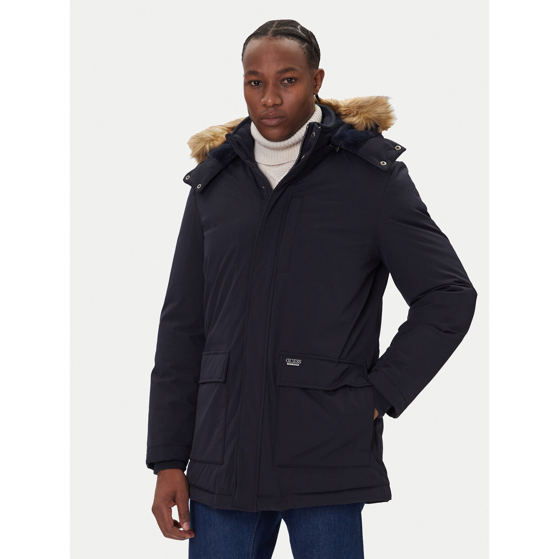 Guess Kurtka puchowa M5BL2G W2712 Granatowy Regular Fit