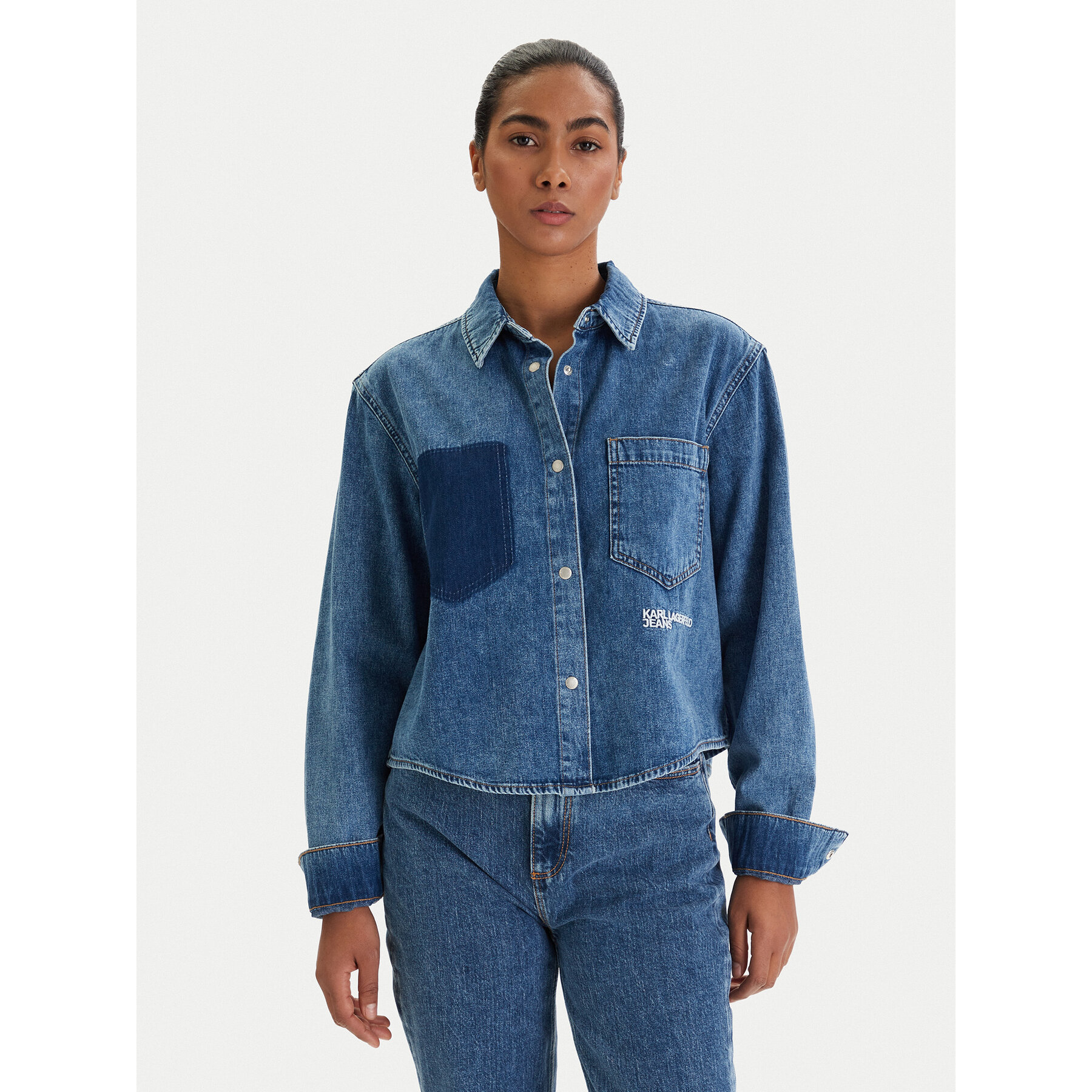 Karl Lagerfeld Jeans Koszula jeansowa B1W11021 Niebieski Regular Fit