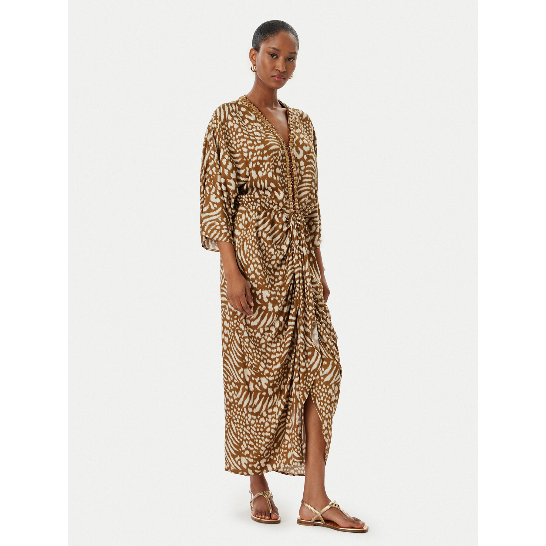 LOLA CASADEMUNT Sukienka letnia LS2616031 Brązowy Relaxed Fit