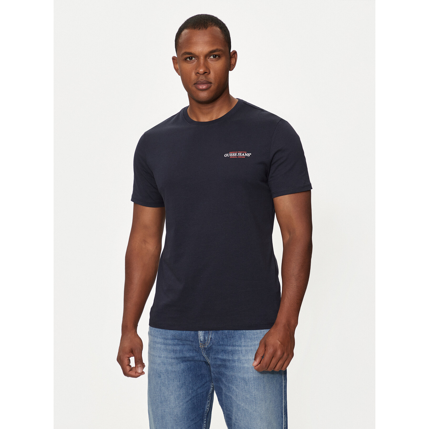 Guess Jeans T-Shirt M4YI55 K8HM0 Granatowy Slim Fit