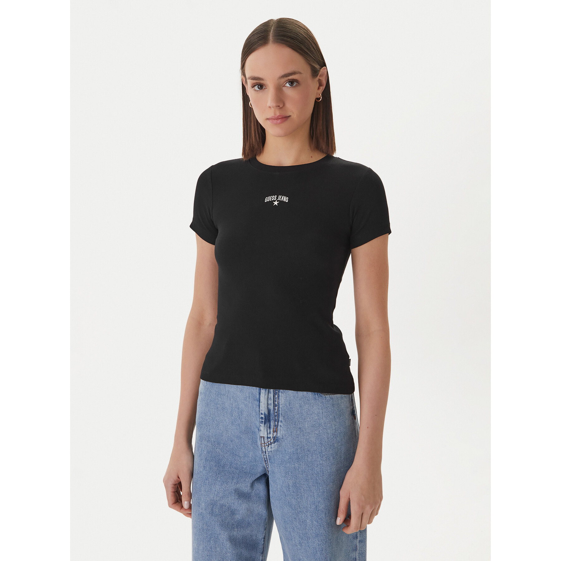 Guess Jeans T-Shirt W6GPZ3 KA0H1 Czarny Slim Fit
