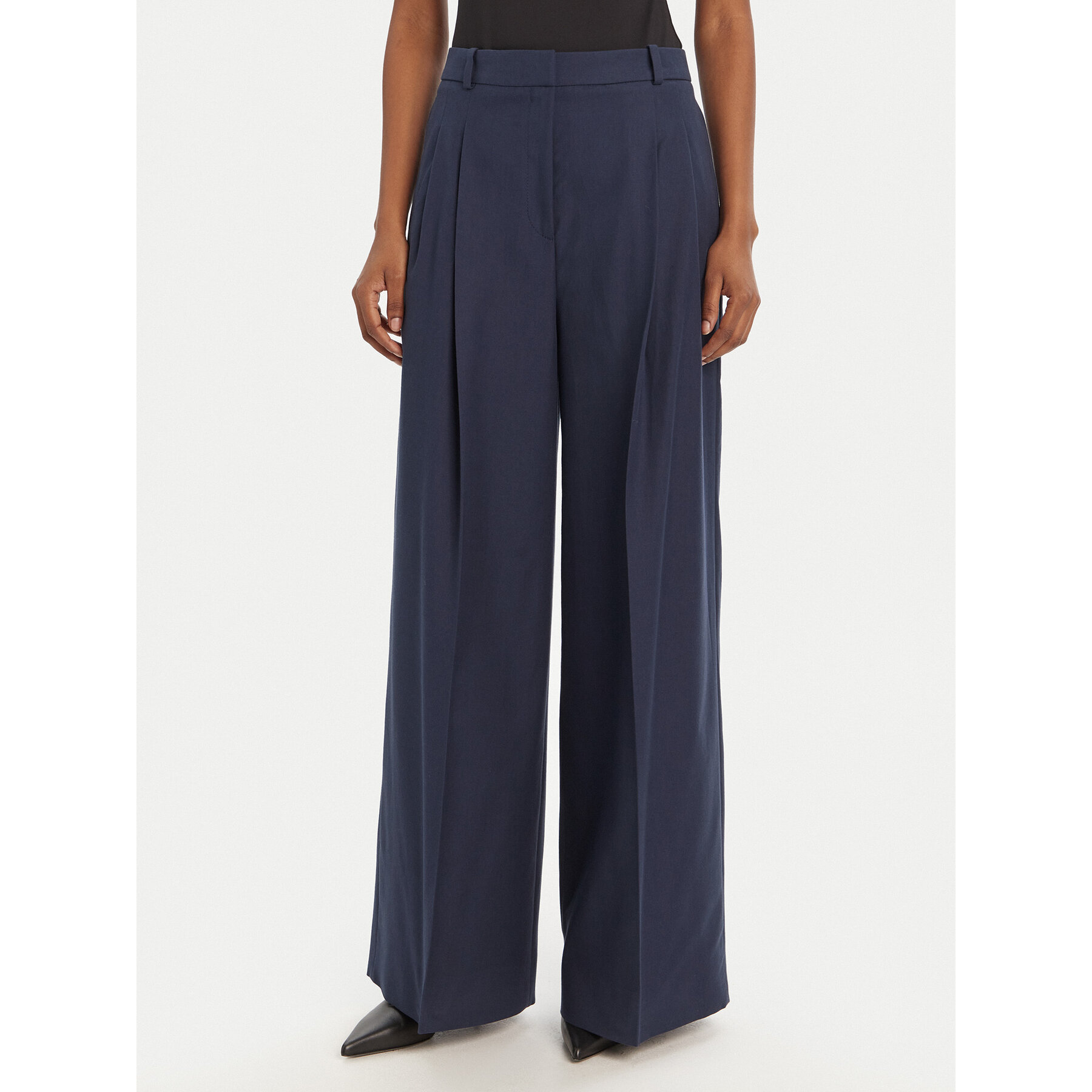 HUGO Spodnie materiałowe Harenau 50542606 Granatowy Relaxed Fit