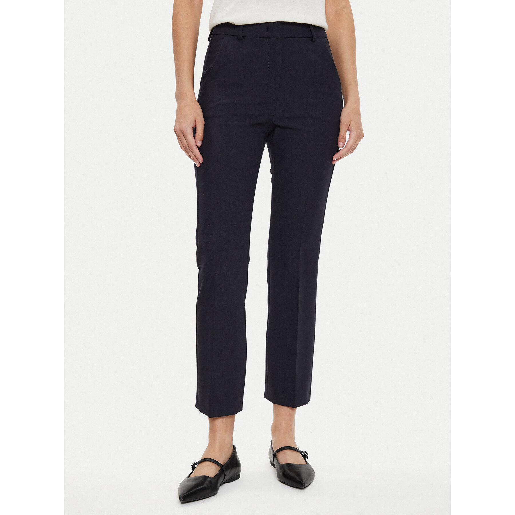 Weekend Max Mara Spodnie damskie Freda 2425136031 Granatowy Regular Fit