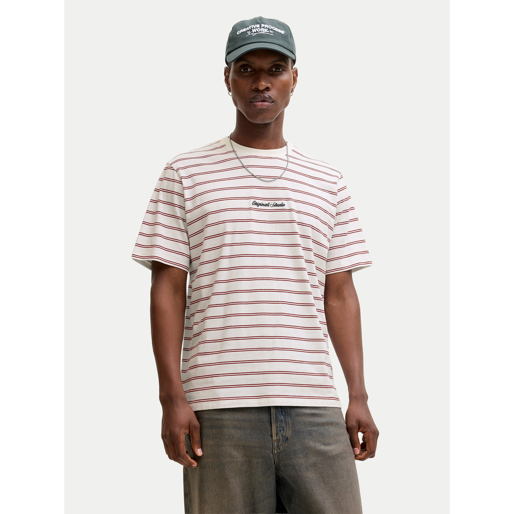 Jack & Jones T-Shirt Norrebro Stripe 12291021 Écru Regular Fit