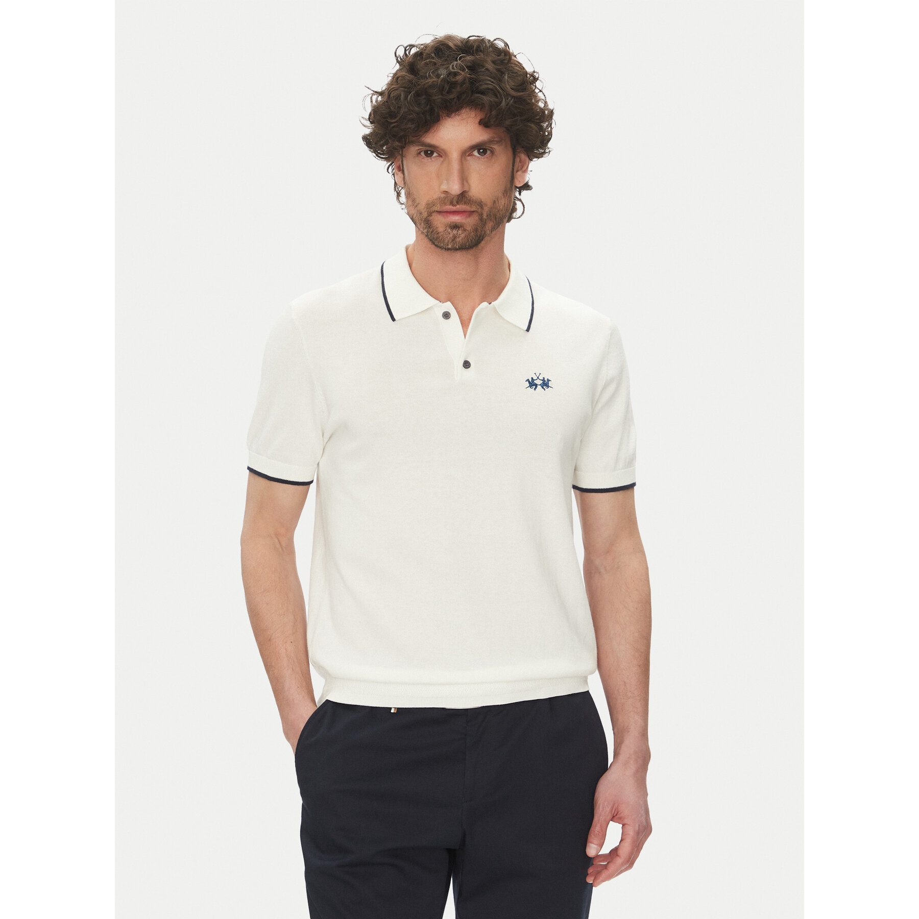 La Martina Polo Austin MAS001 YC041 Biały Regular Fit