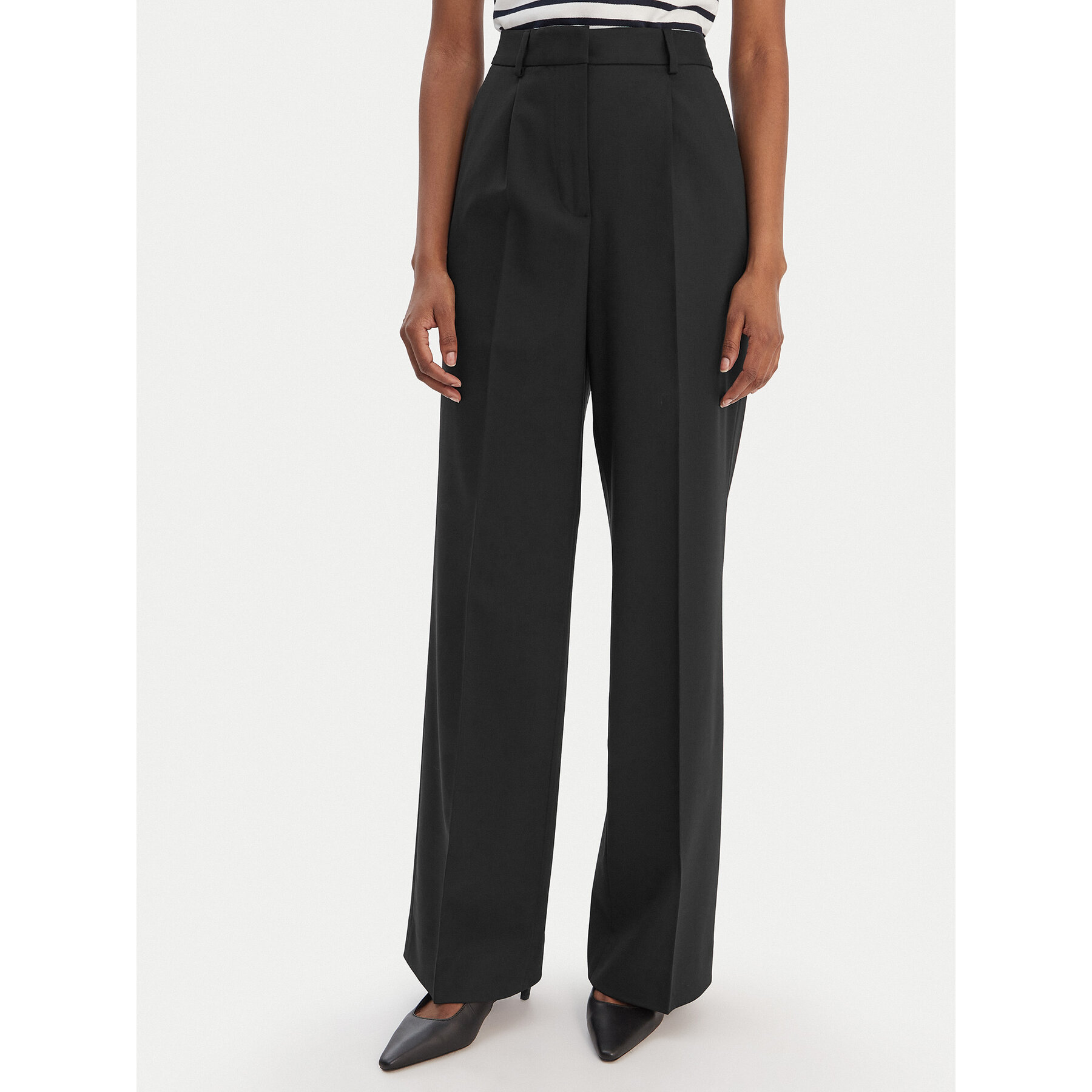 Tommy Hilfiger Spodnie materiałowe Timeless WW0WW48801 Czarny Wide Leg