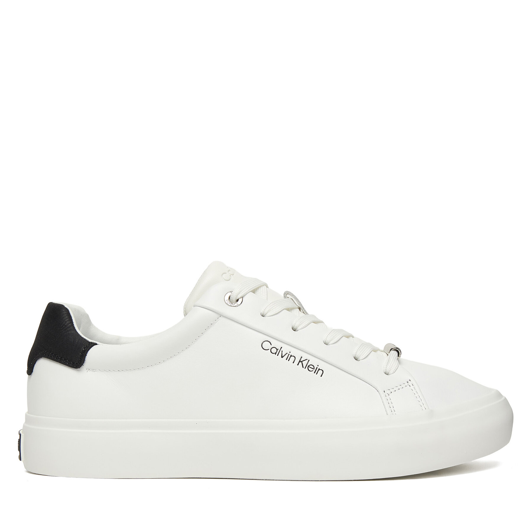 Calvin Klein Sneakersy Vulc Lace Up Lth/Moire Bt HW0HW02747 Biały