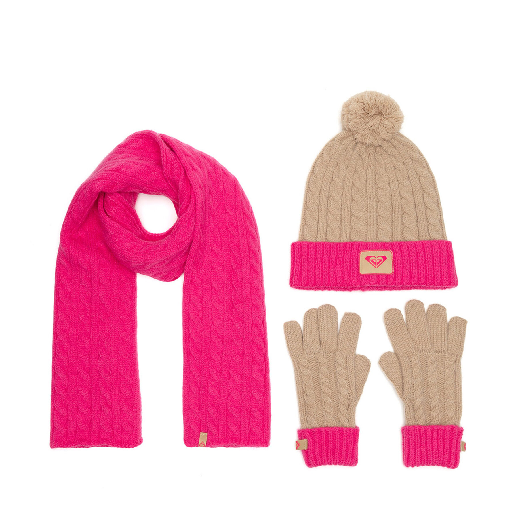 Roxy Zestaw czapka, szalik i rękawiczki RX-KF-001-AW24 Różowy
