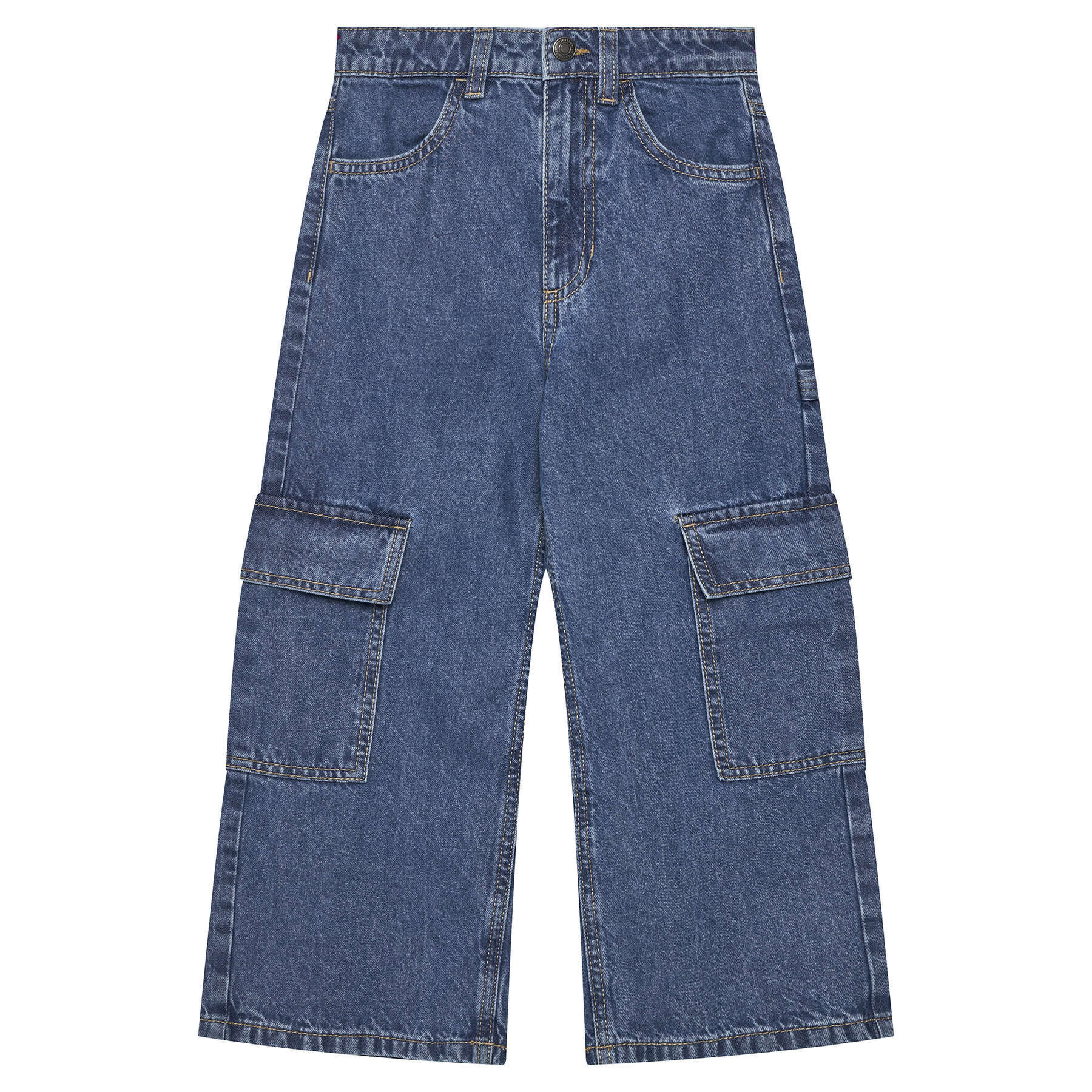 United Colors Of Benetton Jeansy 4DW2CE035 Niebieski Wide Leg