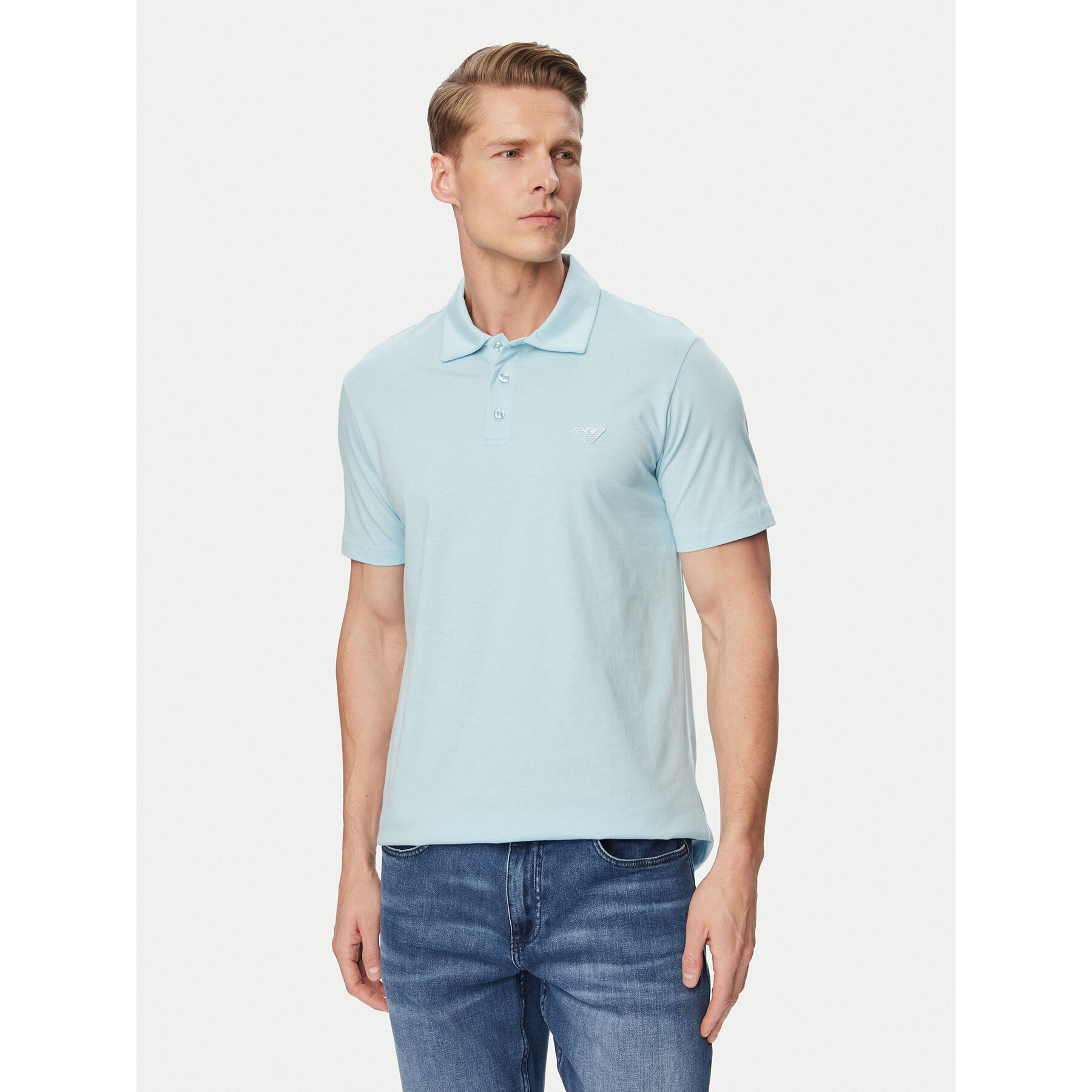 Emporio Armani Polo EM000571 AF20424 U9242 Niebieski Regular Fit