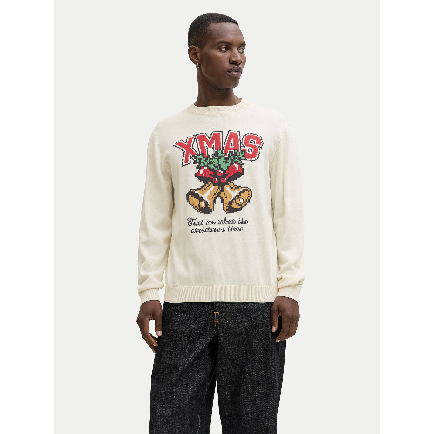 Jack & Jones Sweter Holiday 12287994 Beżowy Relaxed Fit