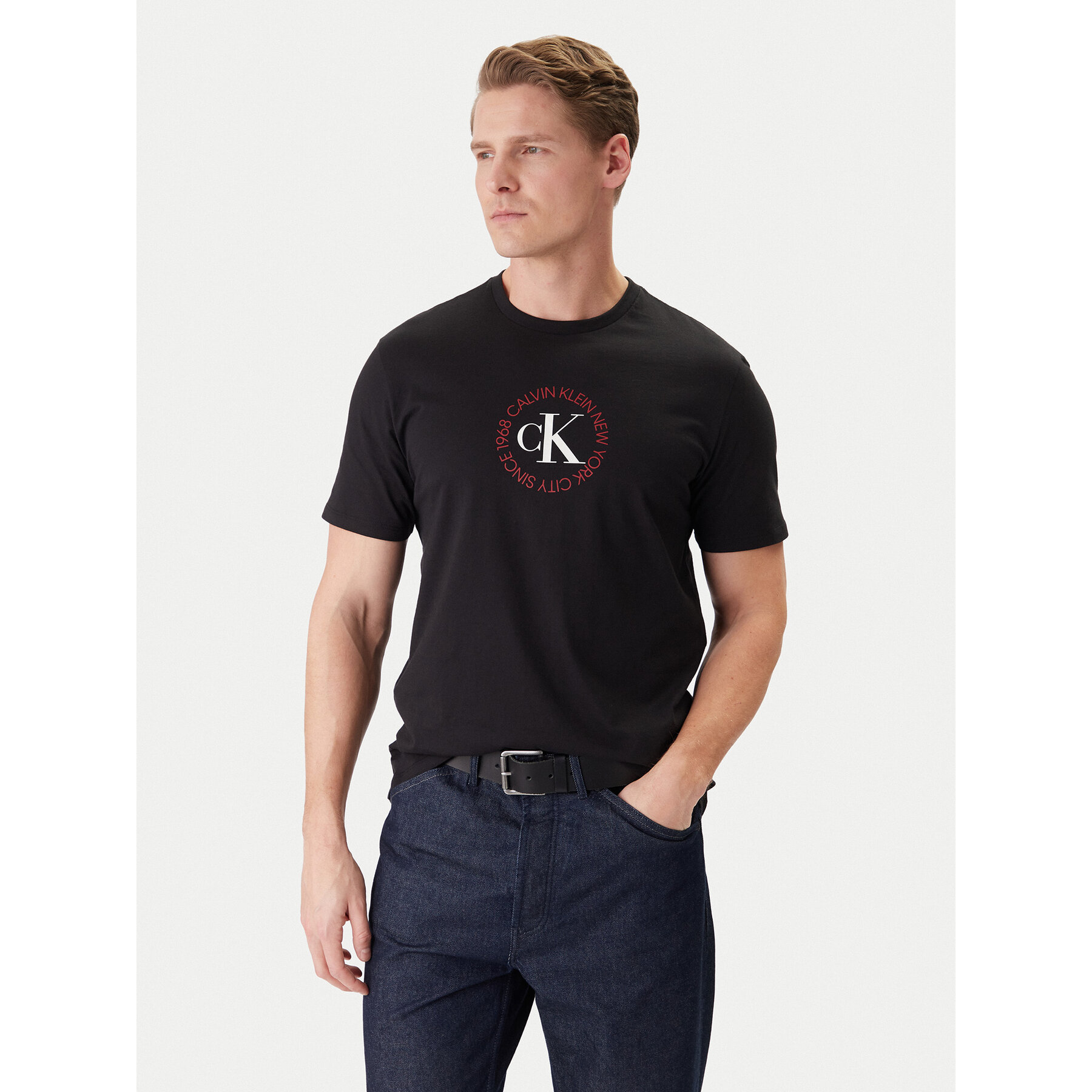 Calvin Klein Jeans T-Shirt Word Circle Graphic LV14RE816G Czarny Regular Fit