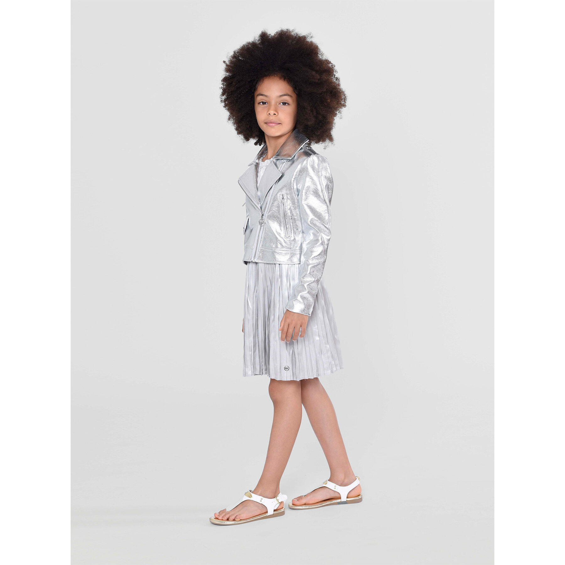 MICHAEL KORS KIDS Kurtka z imitacji skóry R16123 S Srebrny Regular Fit