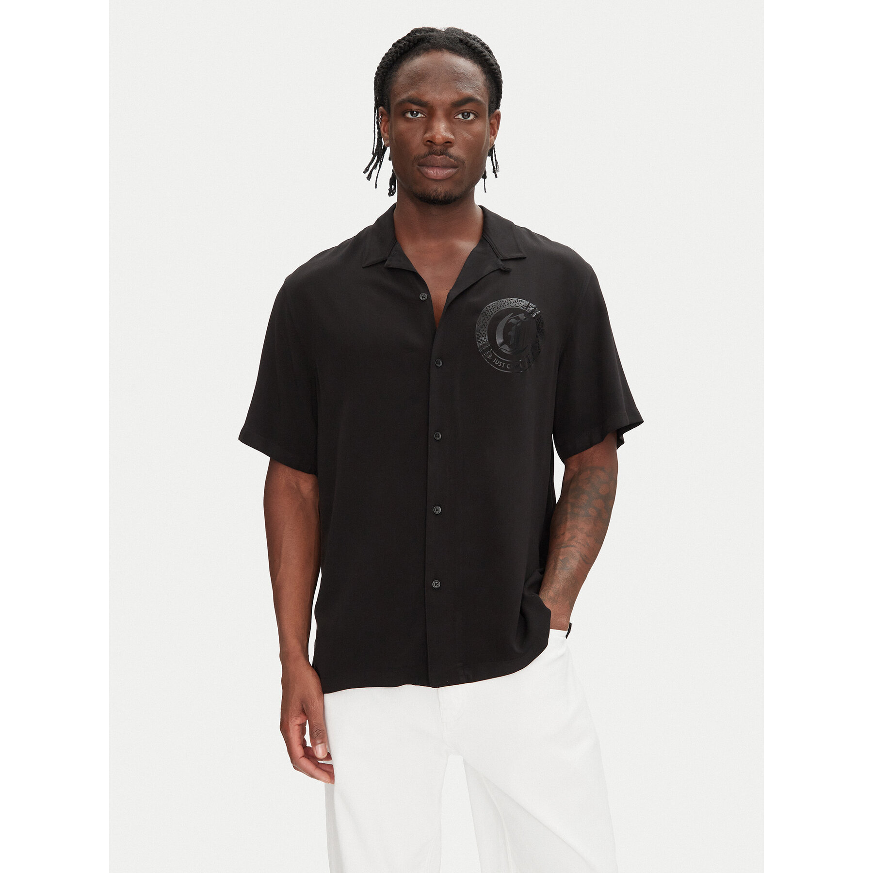 Just Cavalli Koszula 78OALY04 Czarny Regular Fit
