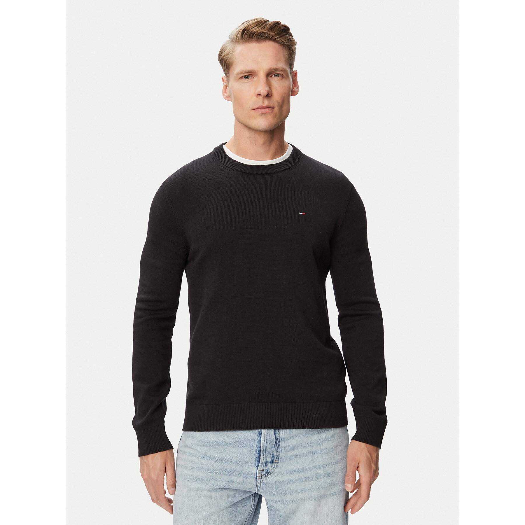 Tommy Jeans Sweter Essential DM0DM22853 Czarny Slim Fit