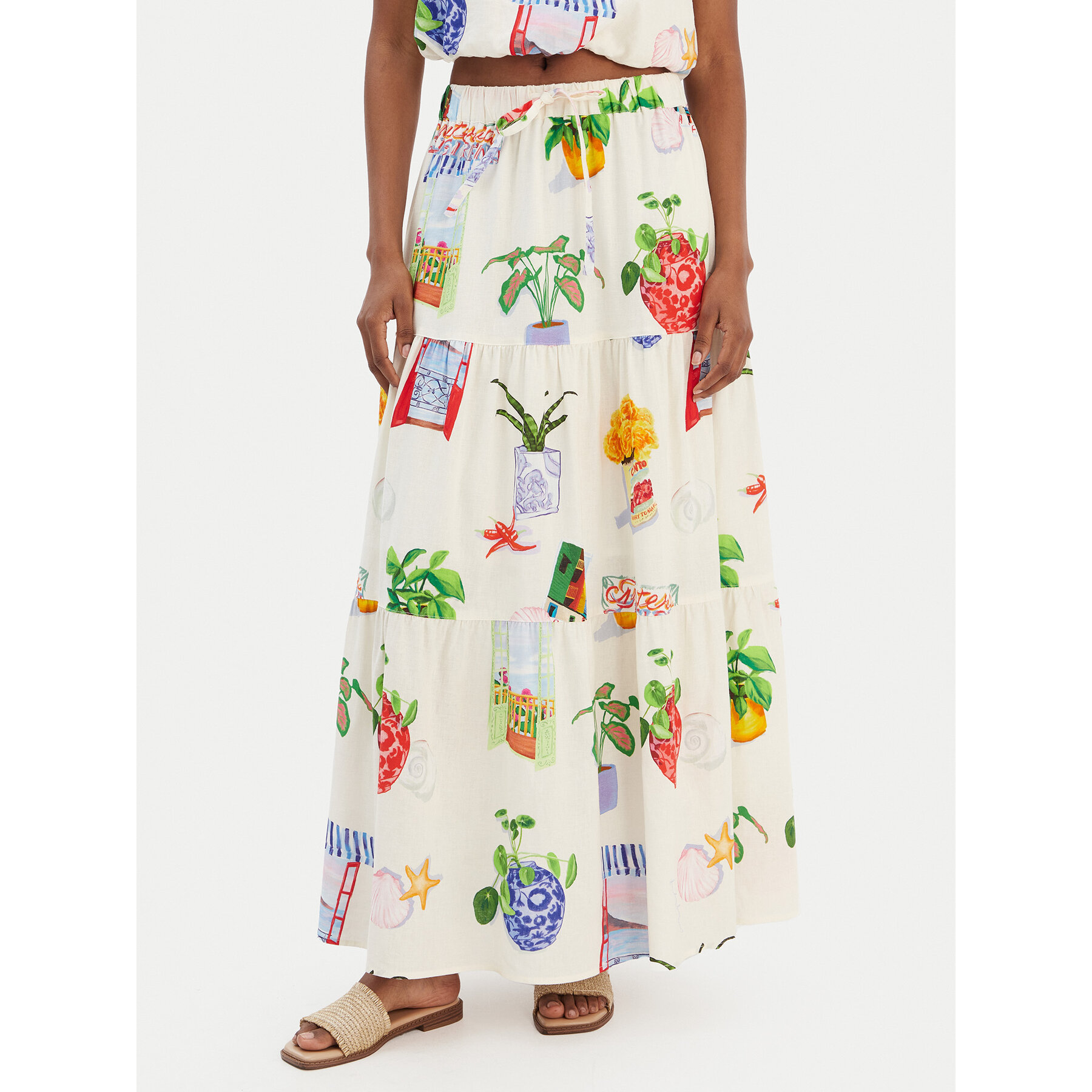Seafolly Spódnica maxi La Boca 55650-SK Écru Regular Fit