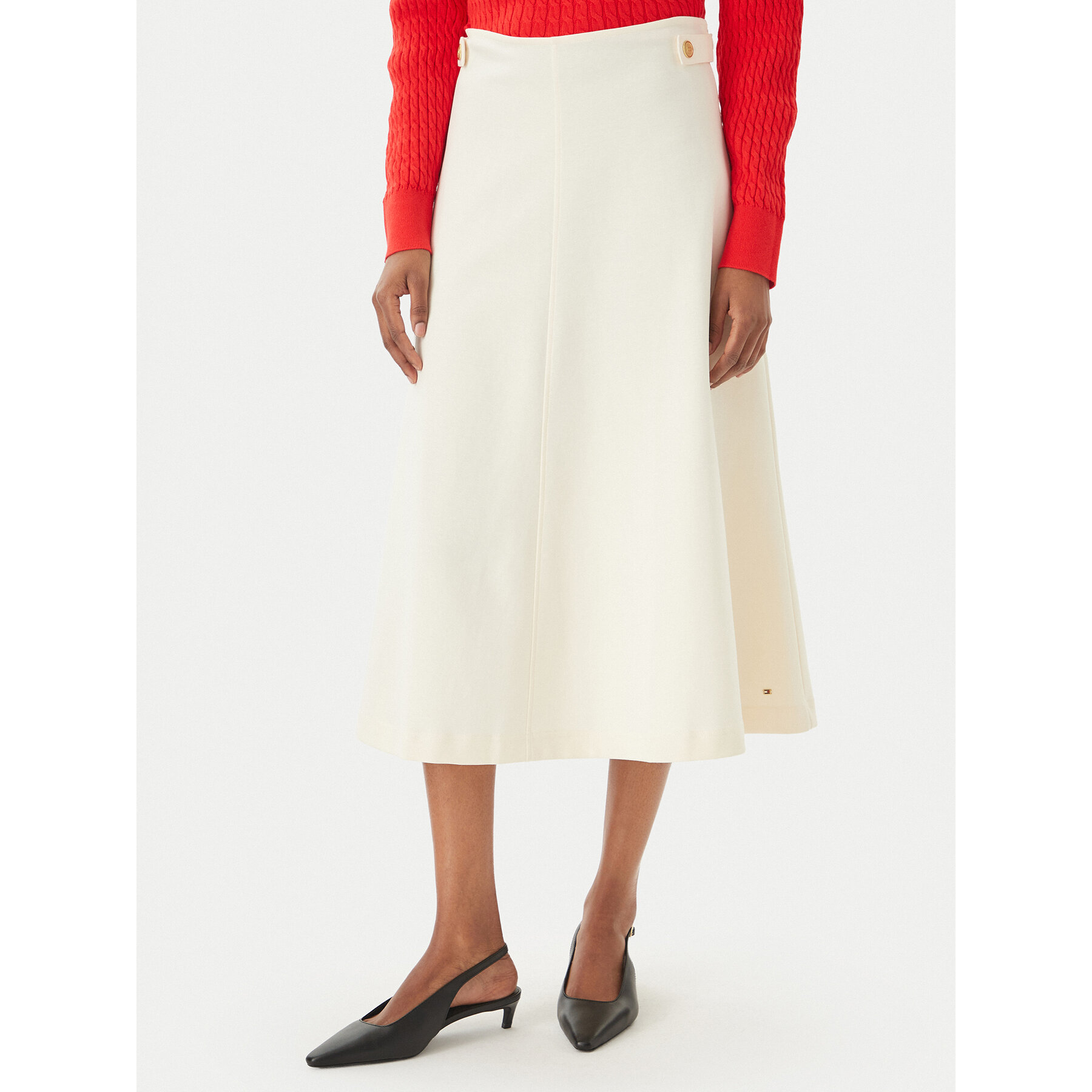 Tommy Hilfiger Spódnica midi WW0WW47886 Écru Regular Fit