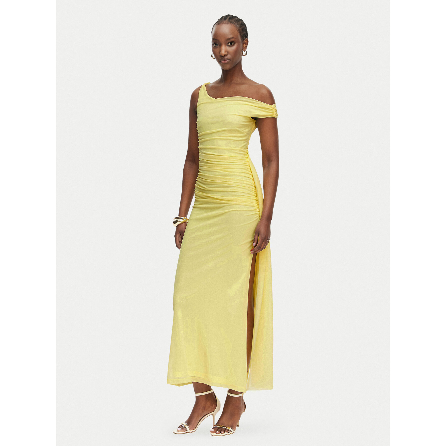 Bardot Sukienka wieczorowa Layana 60513DB Żółty Slim Fit