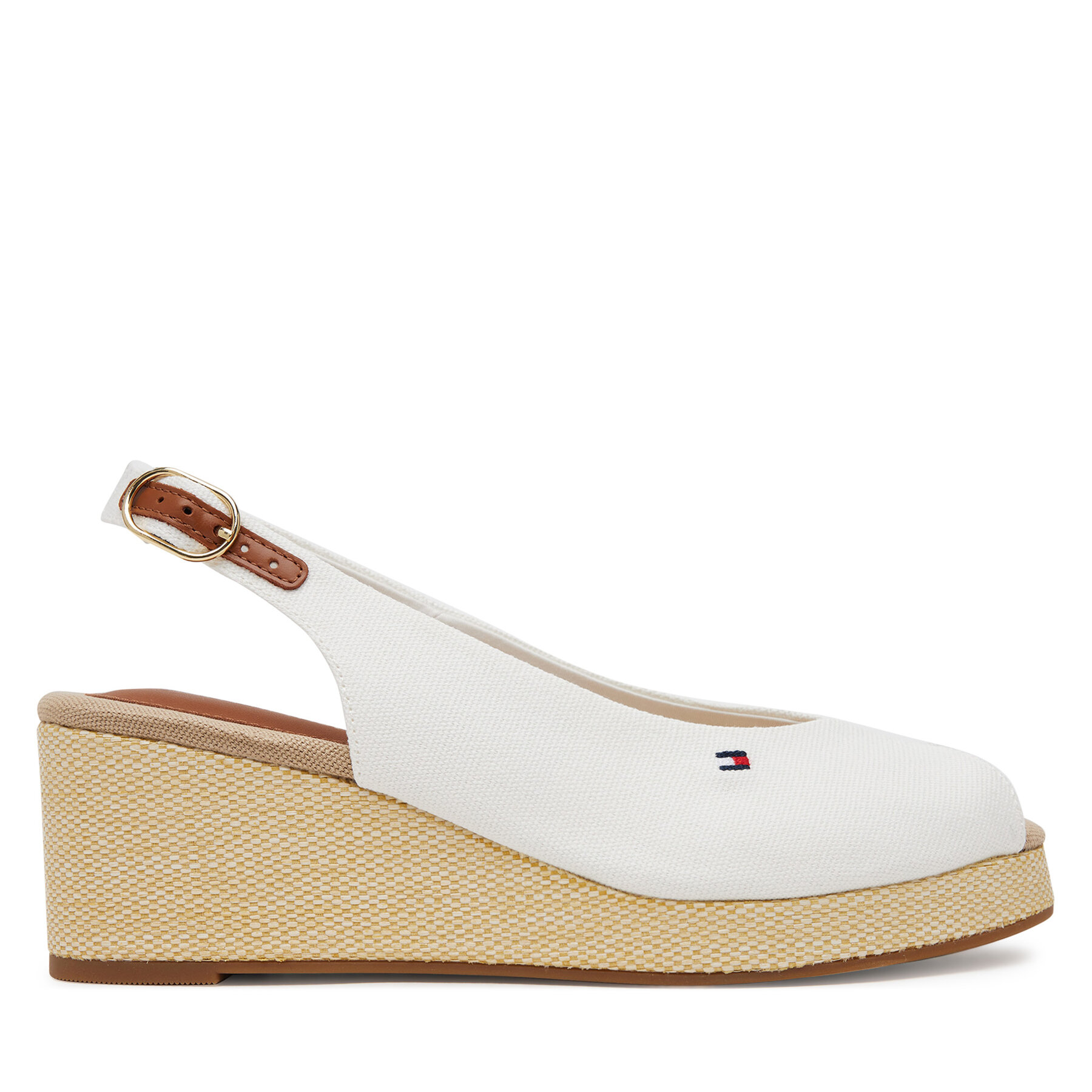 Tommy Hilfiger Espadryle Flag Mid Wedge Espad Slingback FW0FW08595 Biały