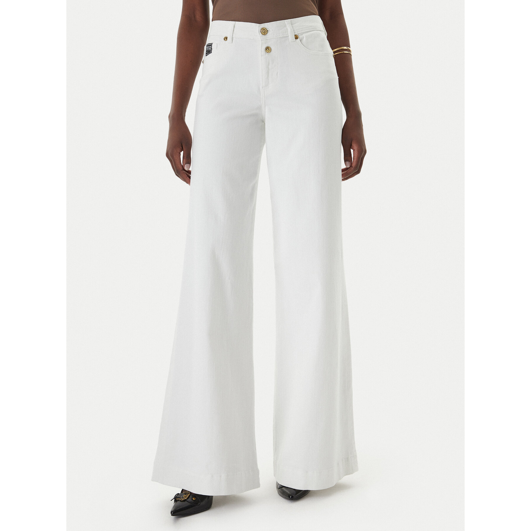 Versace Jeans Couture Jeansy 80HAB561 CEWCA Biały Wide Leg