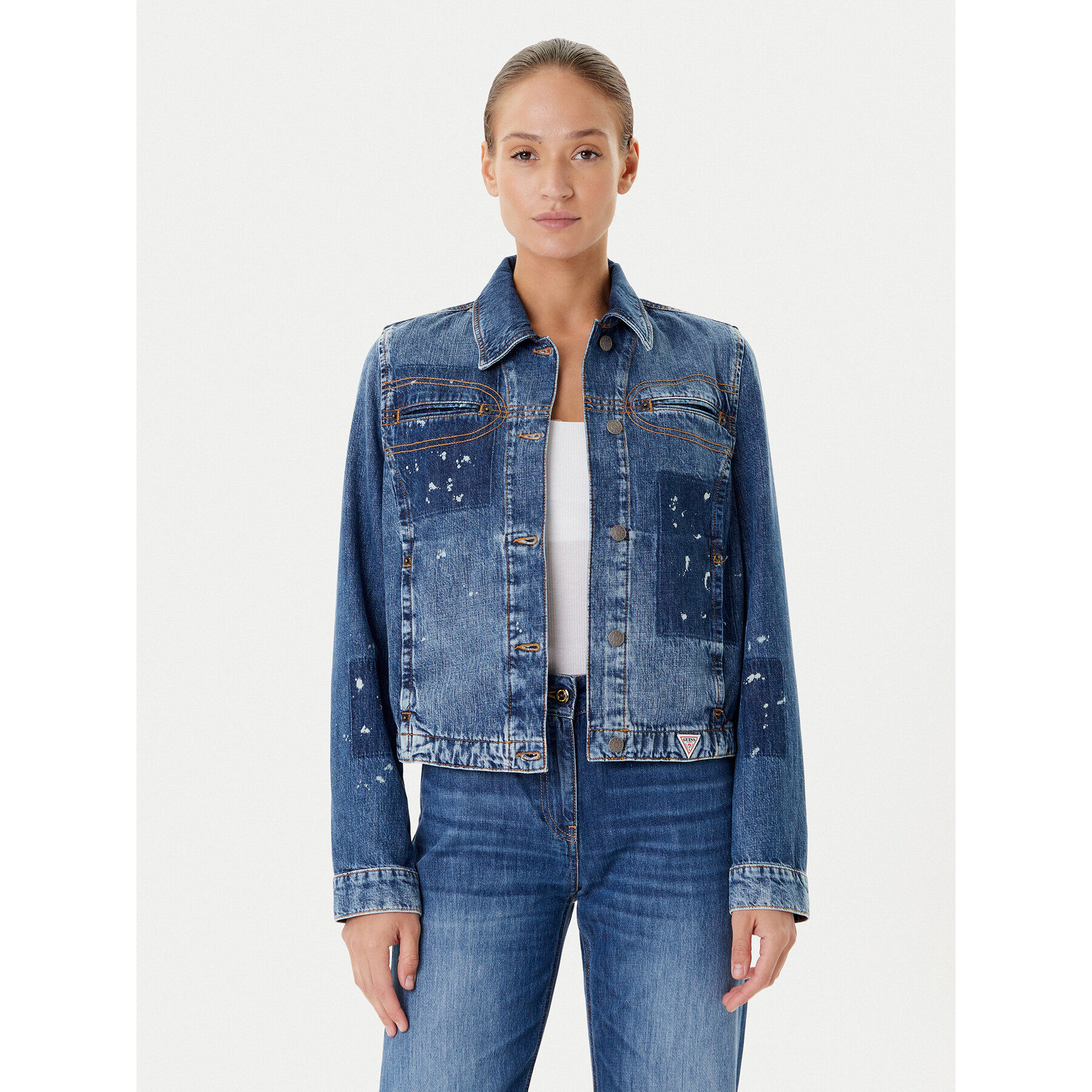 Guess Kurtka jeansowa W5YN69 D5R01 Granatowy Regular Fit