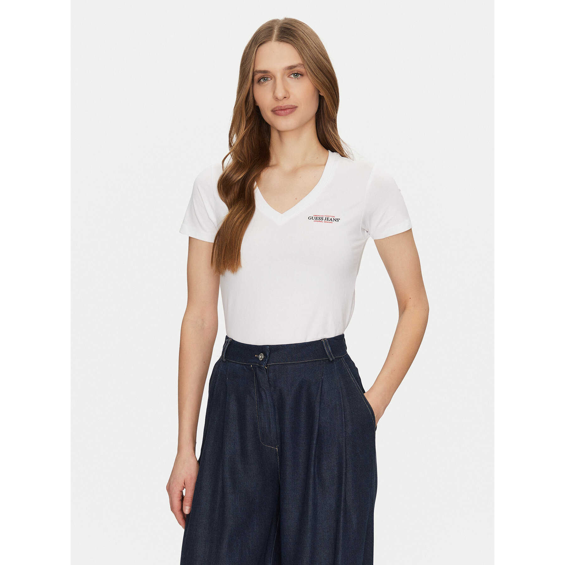 Guess Jeans T-Shirt W4YI23 J1314 Biały Slim Fit