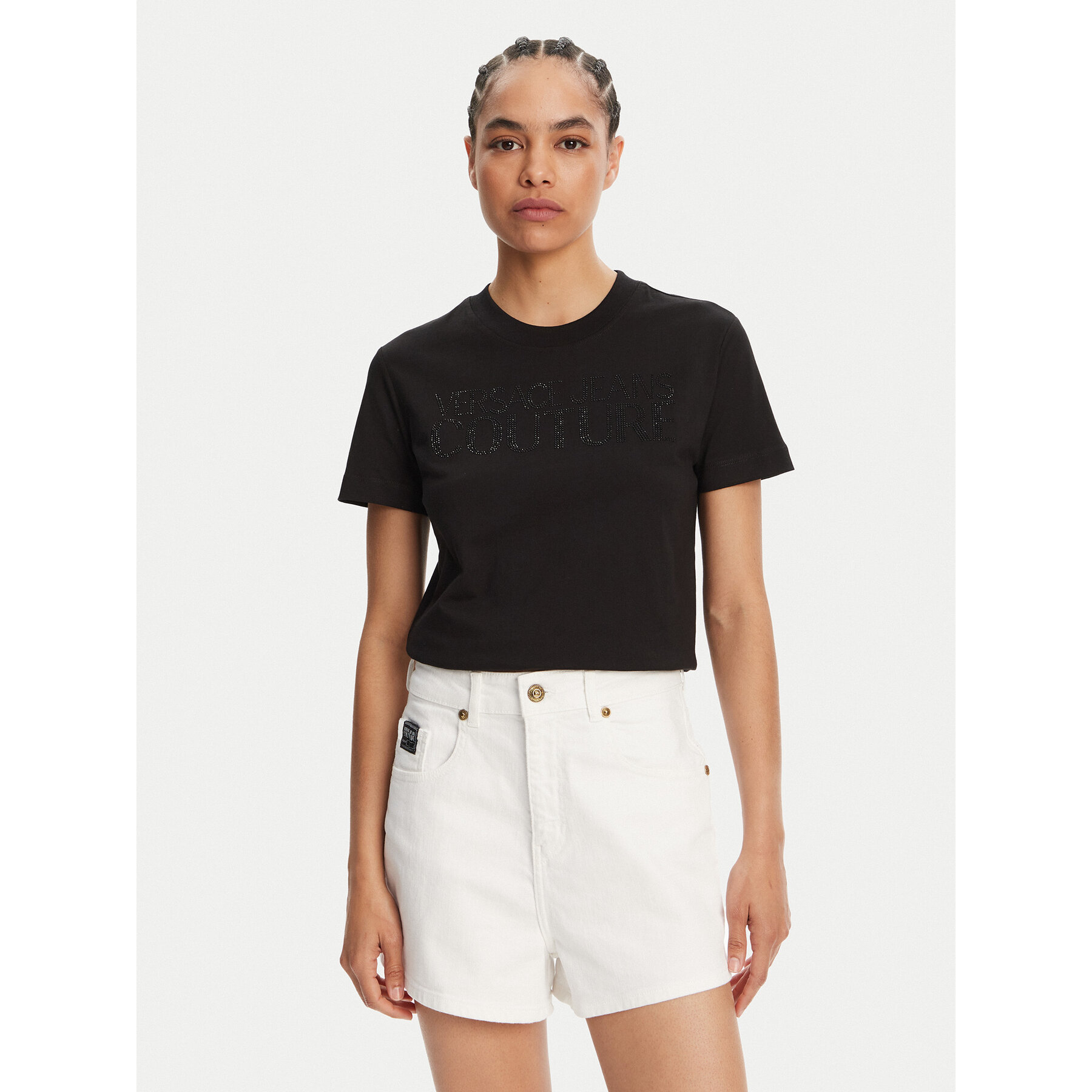 Versace Jeans Couture T-Shirt 78HAHS04 Czarny Regular Fit