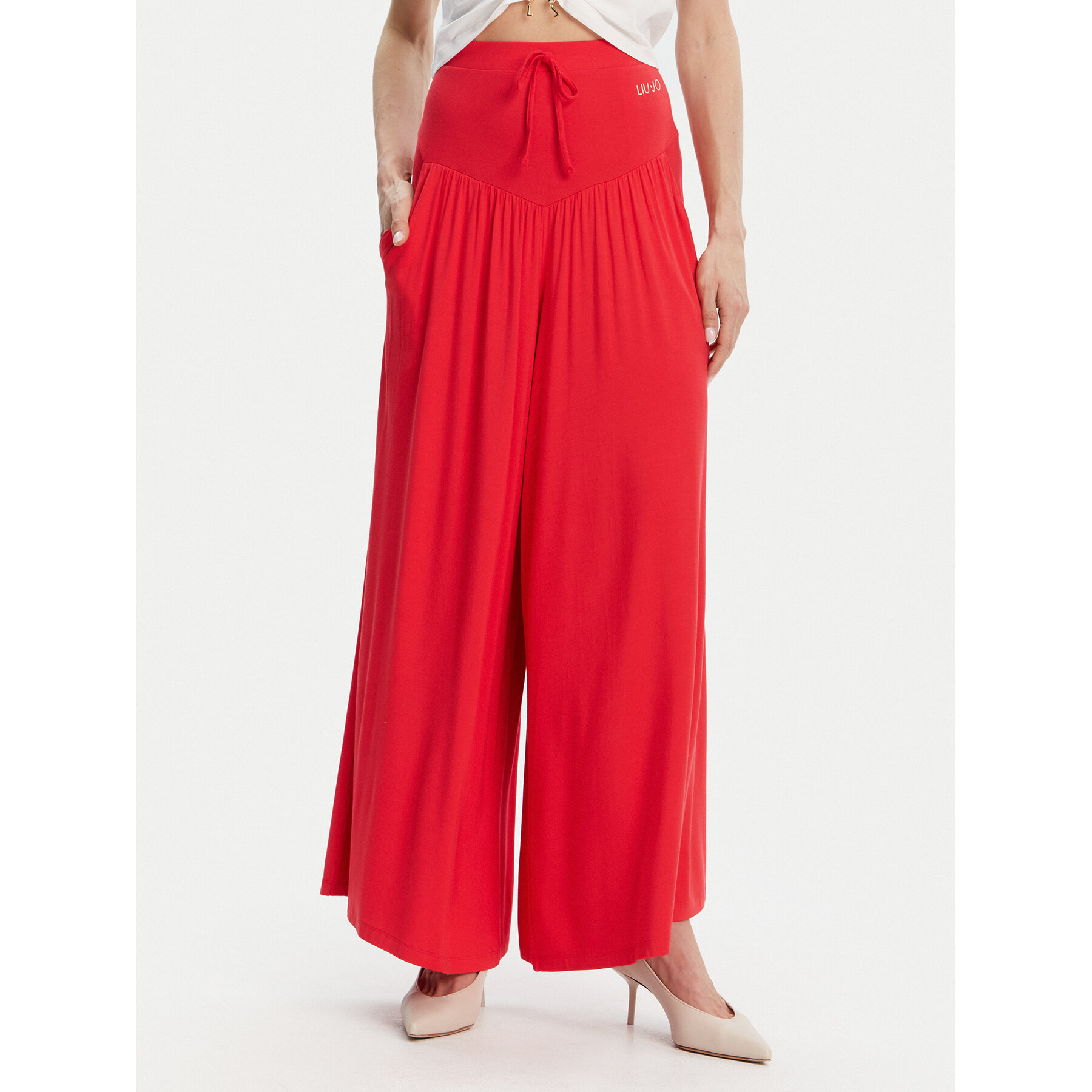 Liu Jo Beachwear Spodnie materiałowe VA5039 JS360 Czerwony Relaxed Fit