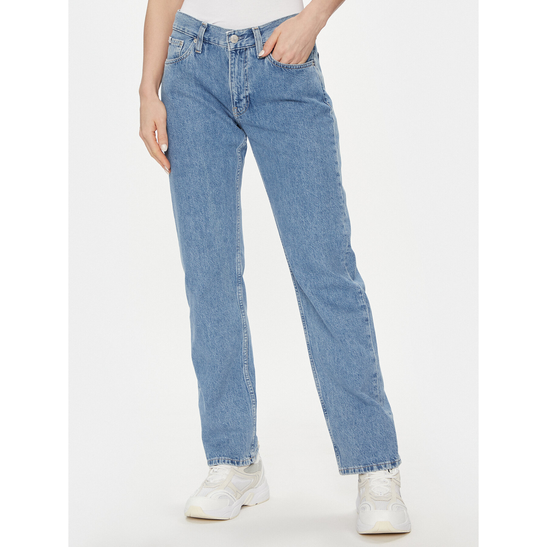 Calvin Klein Jeans Jeansy Low Rise Straight J20J222439 Niebieski Straight Fit