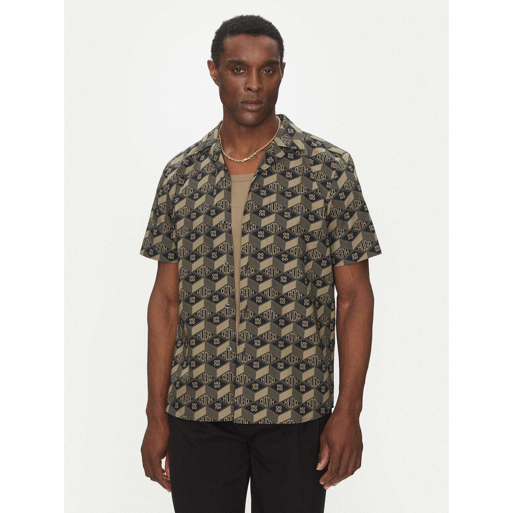 HUGO Koszula Ellino 50539705 Czarny Relaxed Fit