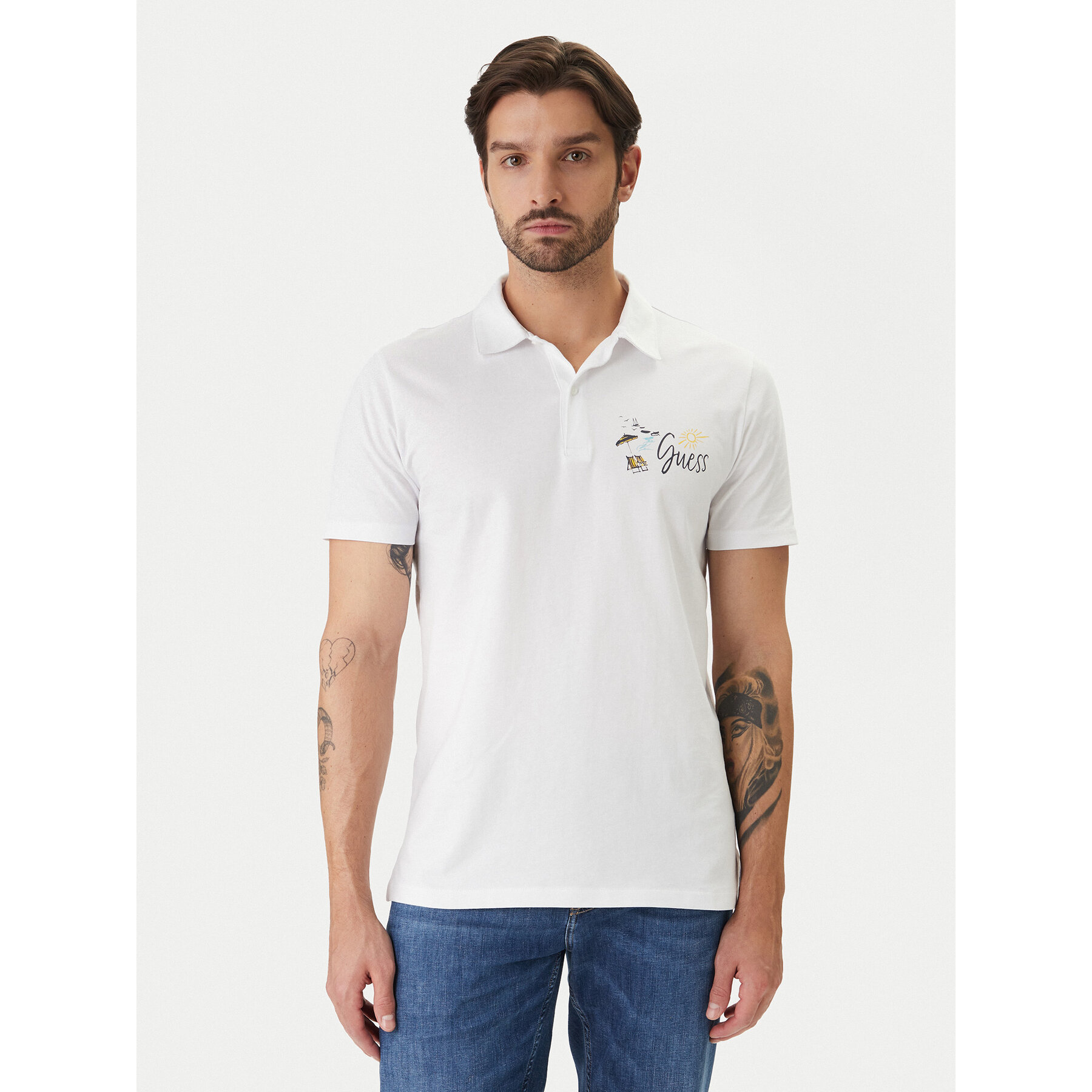 Guess Polo F6GP01 K8FQ4 Biały Regular Fit