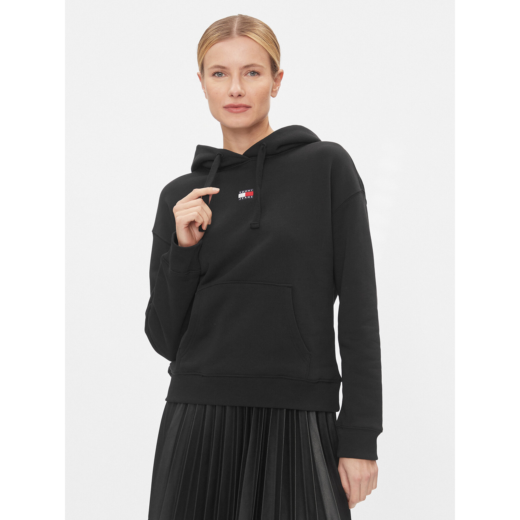 Tommy Jeans Bluza Badge DW0DW17326 Czarny Boxy Fit