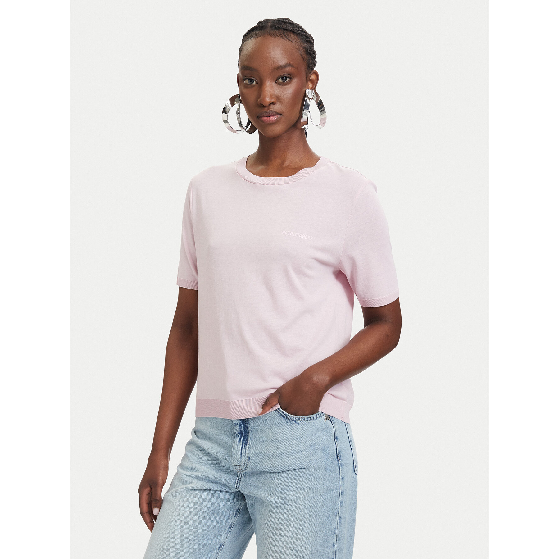 Patrizia Pepe T-Shirt 2M4542/J419-M564 Różowy jasny Regular Fit